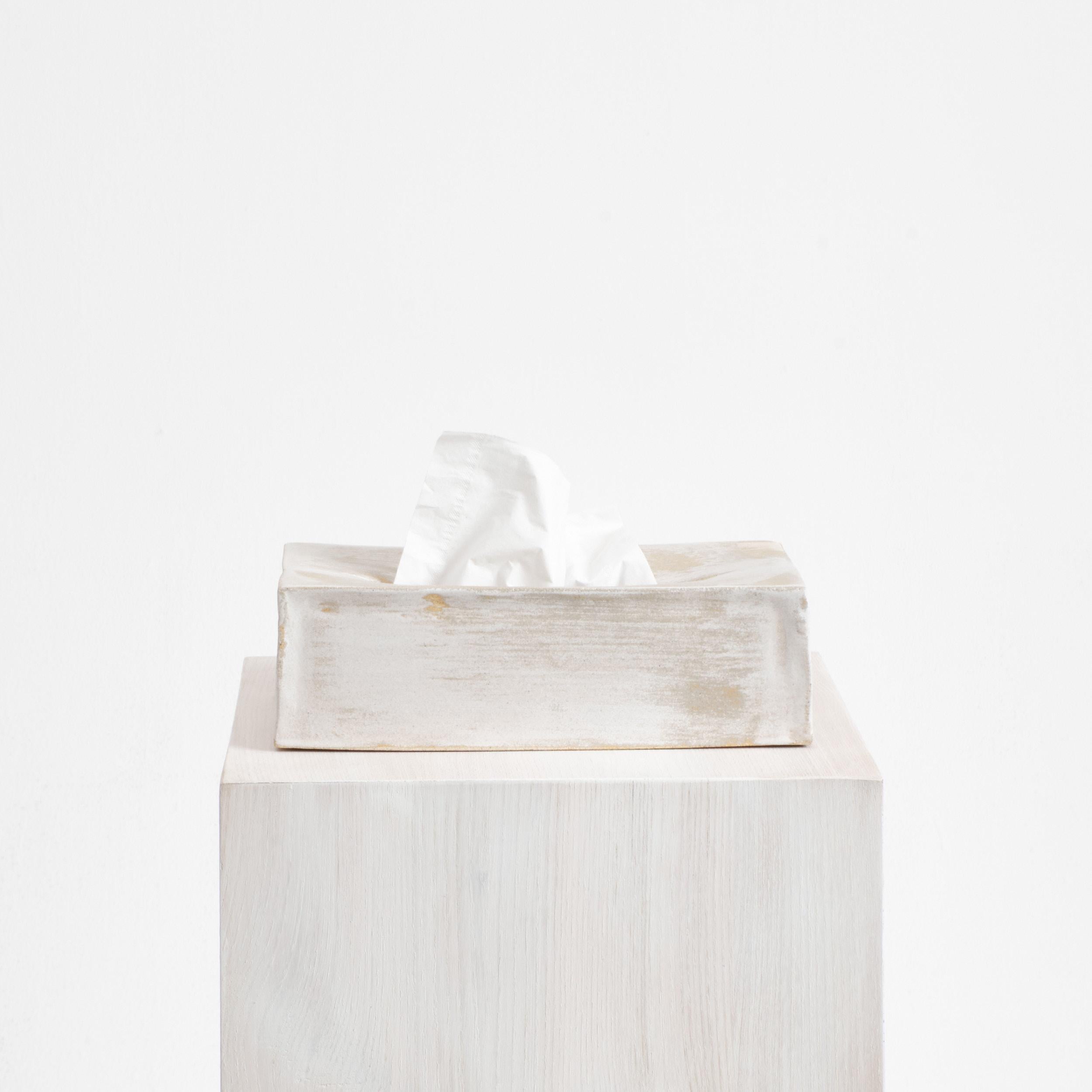 Contemporary Ceramic Tissue Box in white For Sale