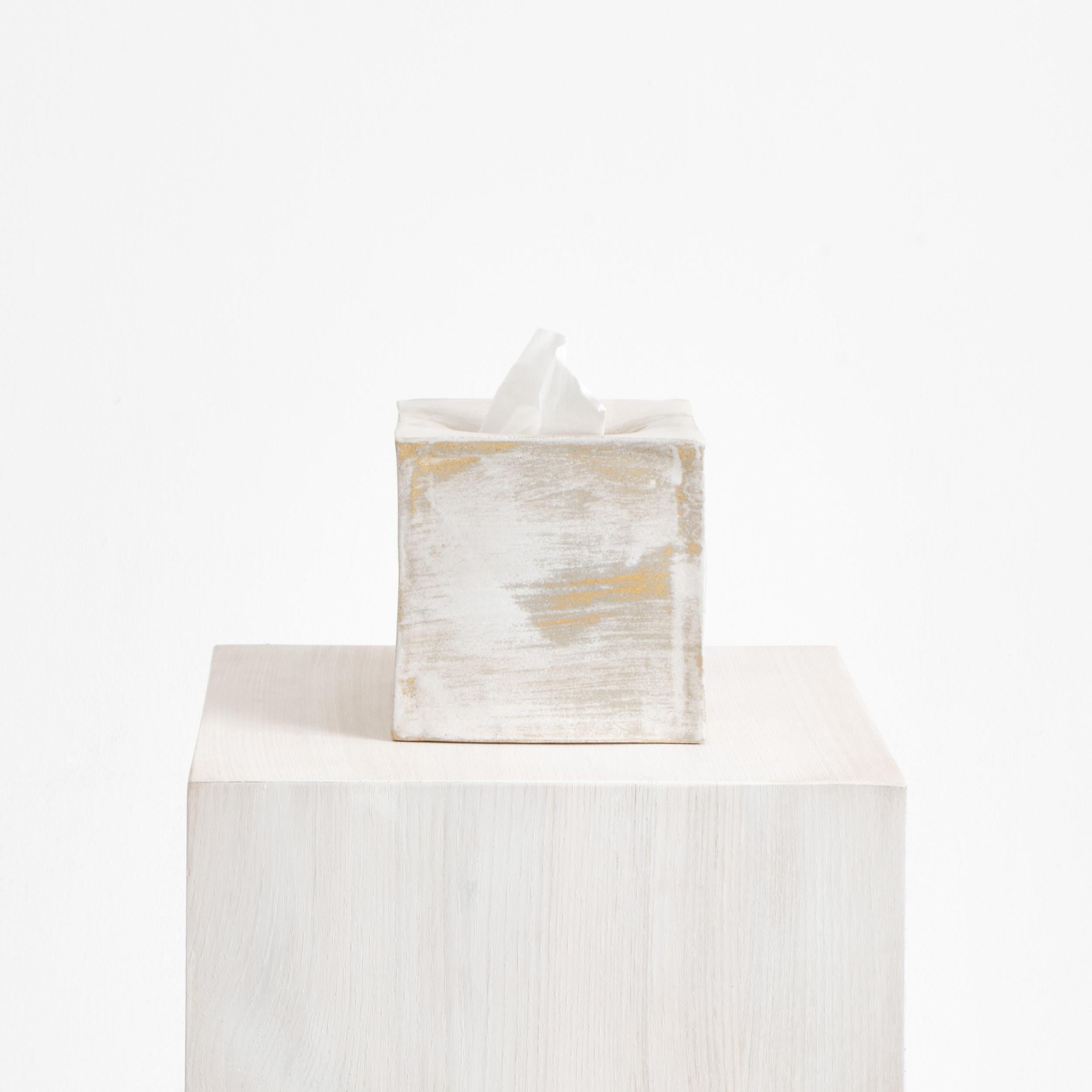 Keramische Tissue-Box quadratisch in Weiß (Moderne) im Angebot