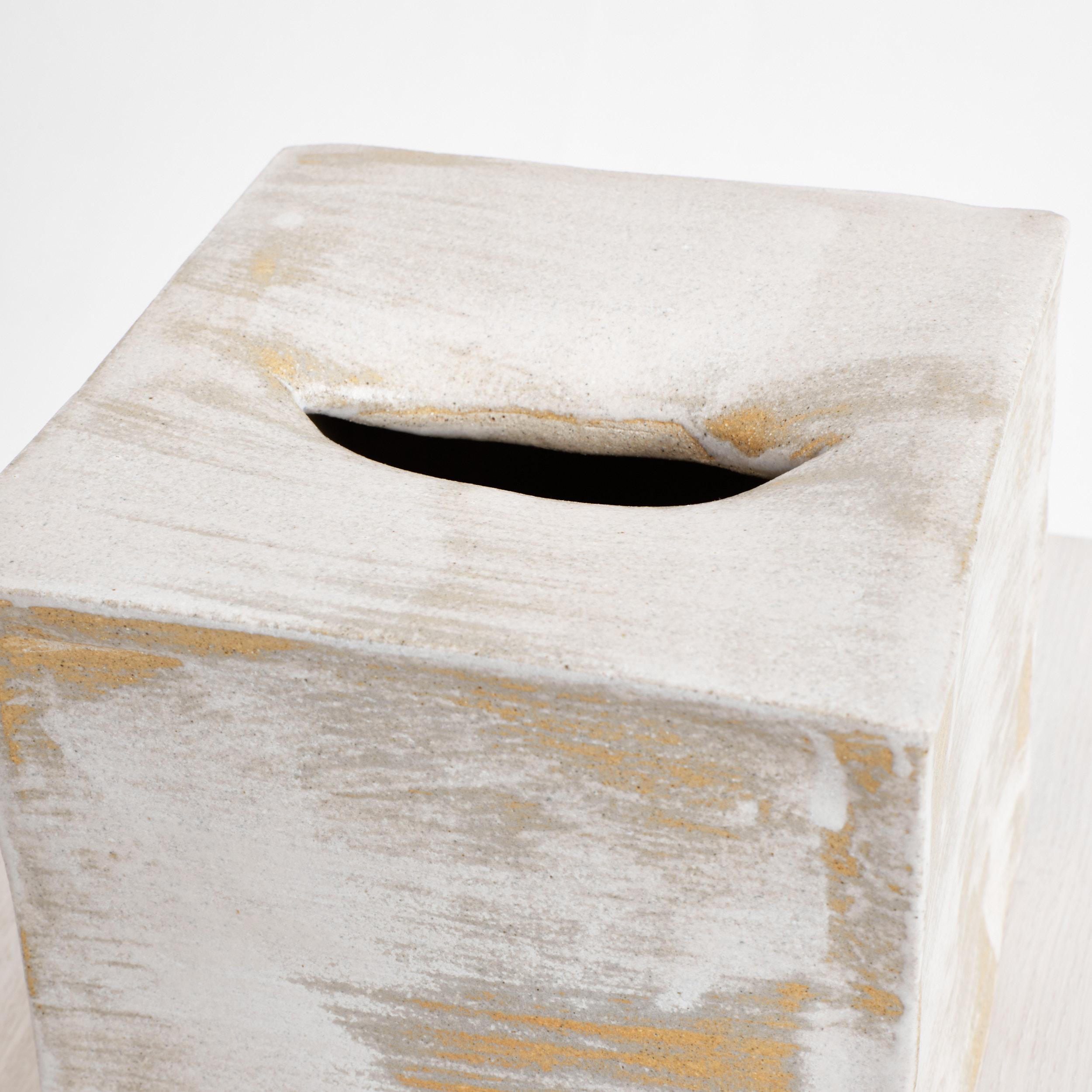 Portuguese Ceramic Tissue Box square in White For Sale
