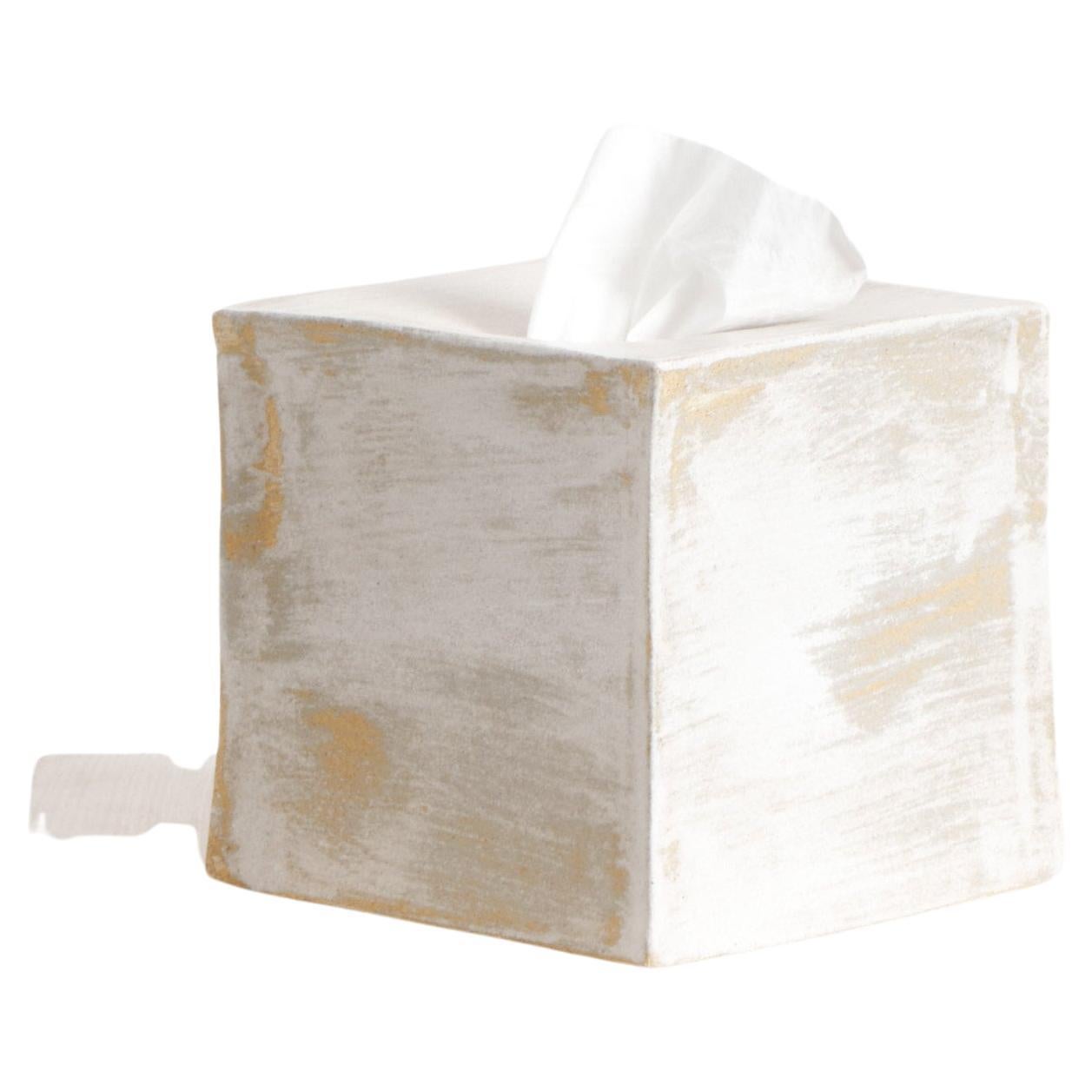 Keramische Tissue-Box quadratisch in Weiß im Angebot