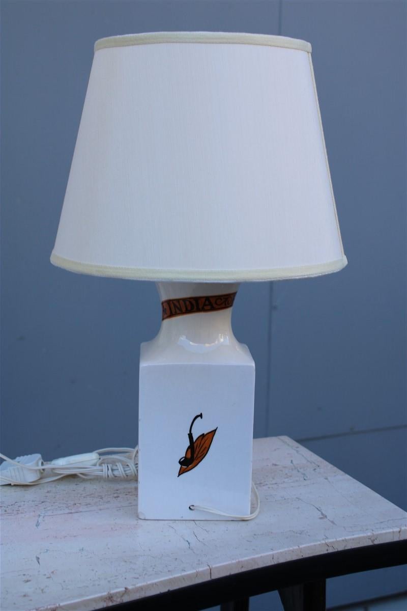 Ceramic Tobacco India House table lamp Italian design Etruria 1950s midcentury.