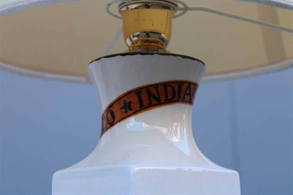 Mid-Century moderno Lampada da tavolo in ceramica Tabacco India House Design italiano Etruria 1950s Midcentury in vendita