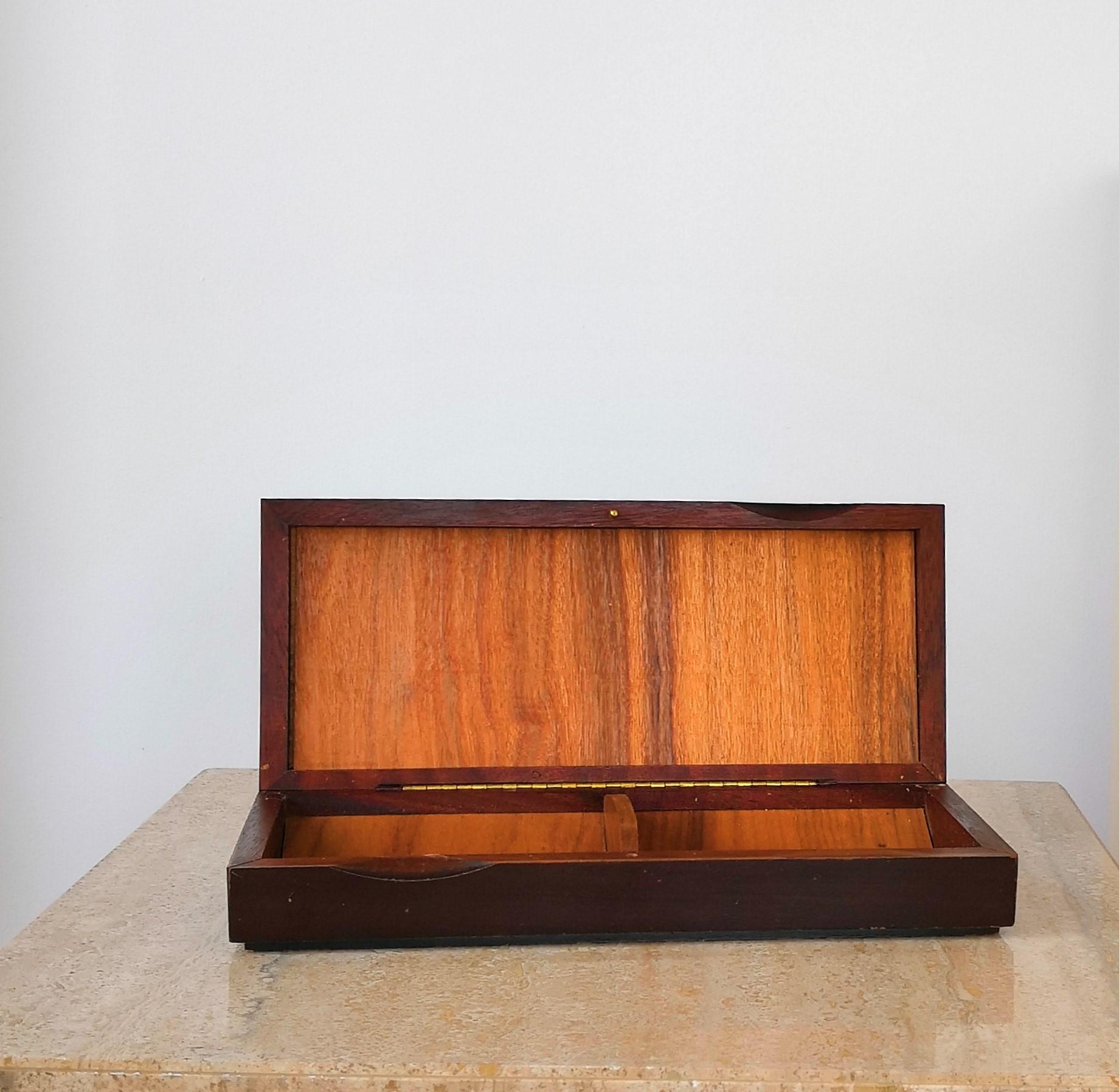 Ceramic Top Box in Darkened Wood, in the Style of Line Vautrin In Good Condition In Newburgh, NY