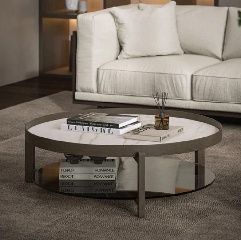 Conjunto de Mesa Auxiliar y de Centro con Tapa de Cerámica y Estructura de Madera Hecho a mano en venta