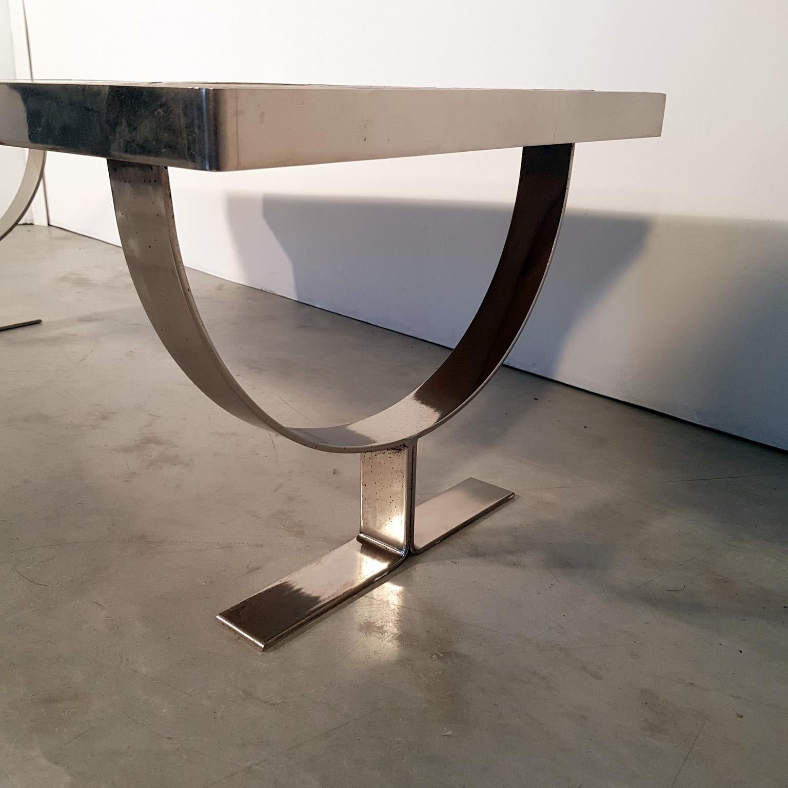 Ceramic-Top Midcentury Coffee Table with Chrome Legs, France, 1970s In Good Condition For Sale In Budapest, Budapest