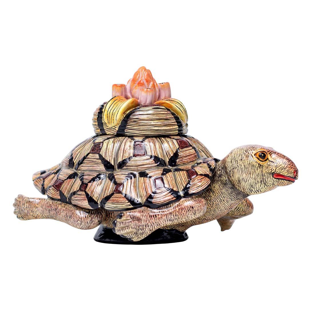 Ceramic Tortoise Jewelry Box  , hand made in South Africa In Excellent Condition For Sale In North Miami, FL
