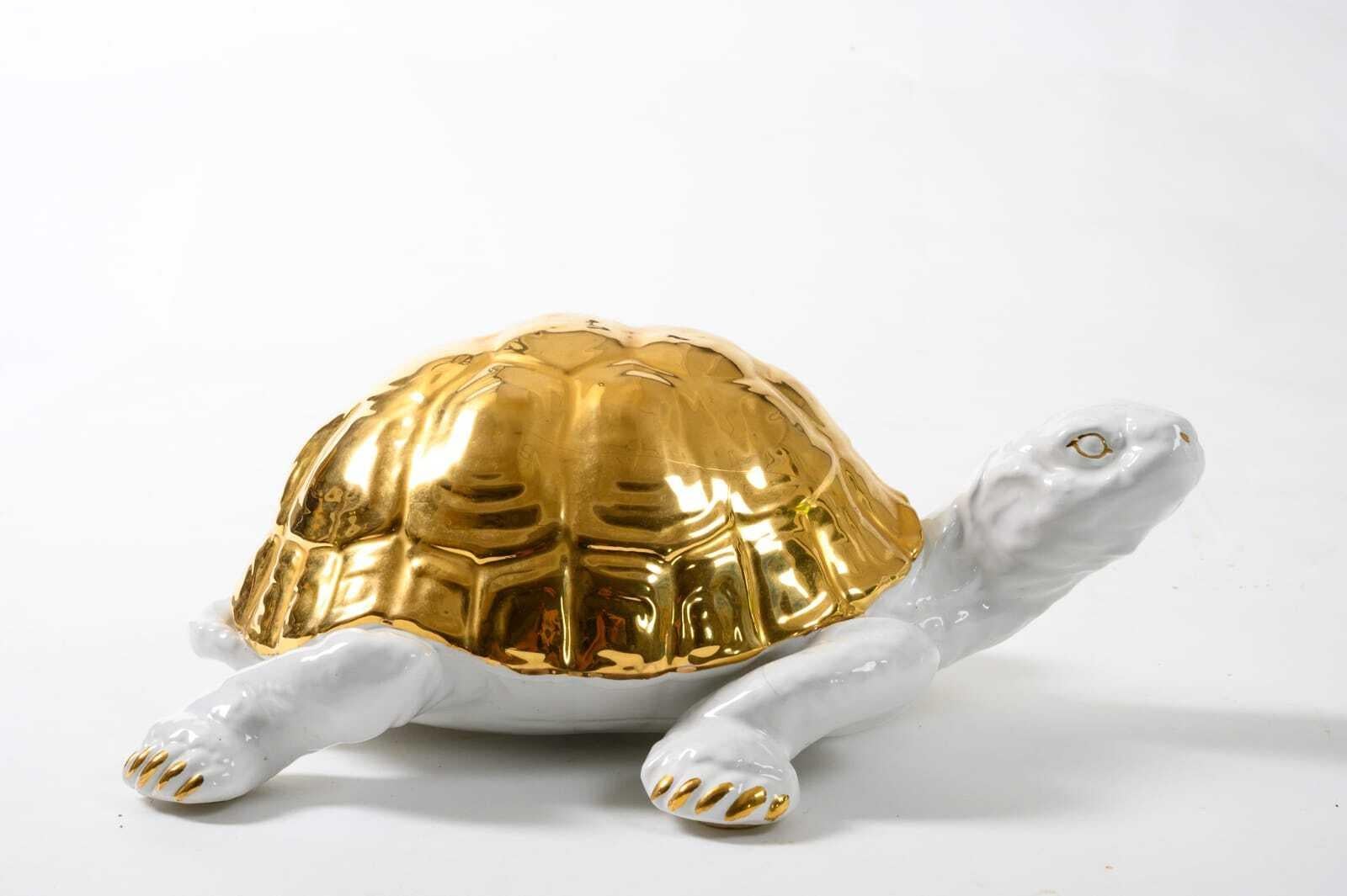 Italian Ceramic Tortoise with Gold Detailing by Ronzan