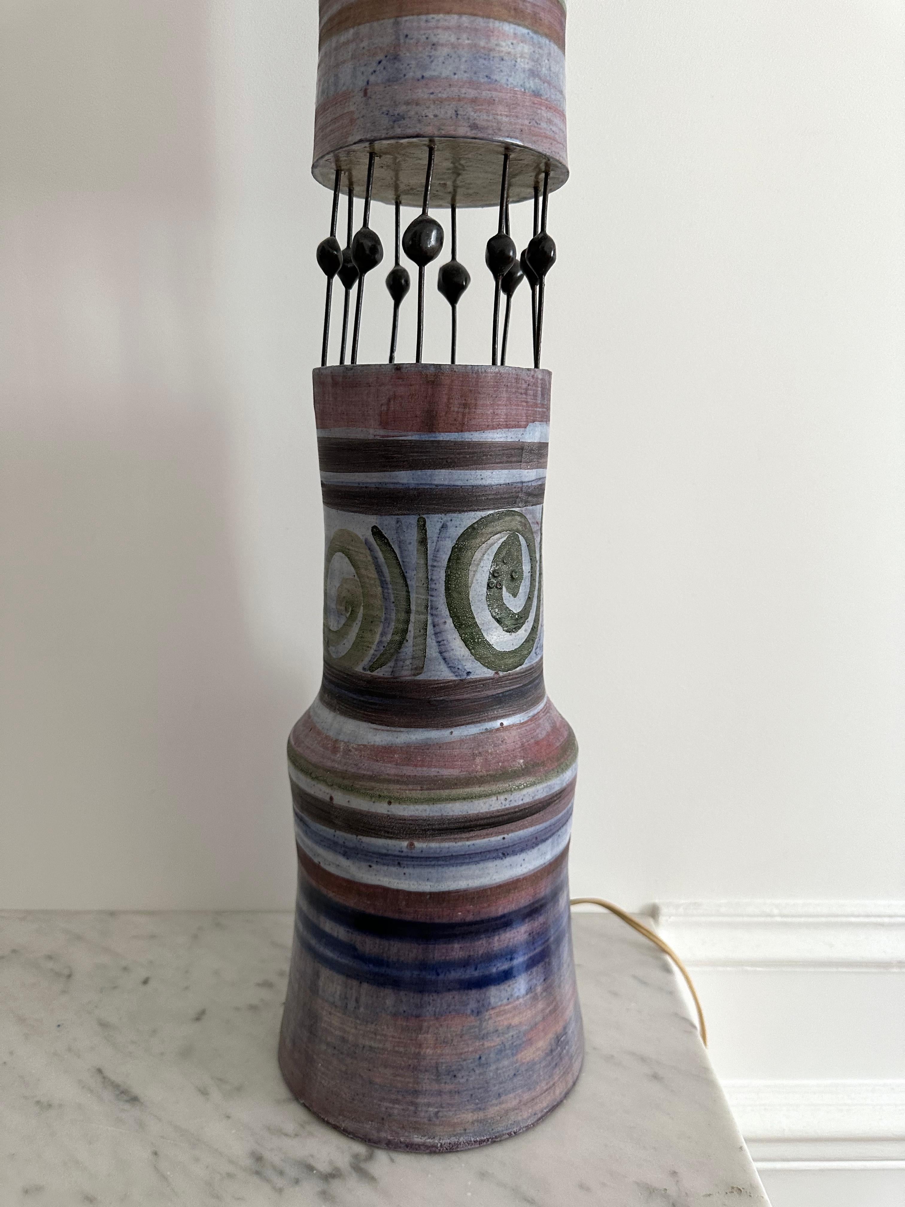 French Ceramic Totem Lamp by Georges Pelletier for Accolay. France, 1960s For Sale