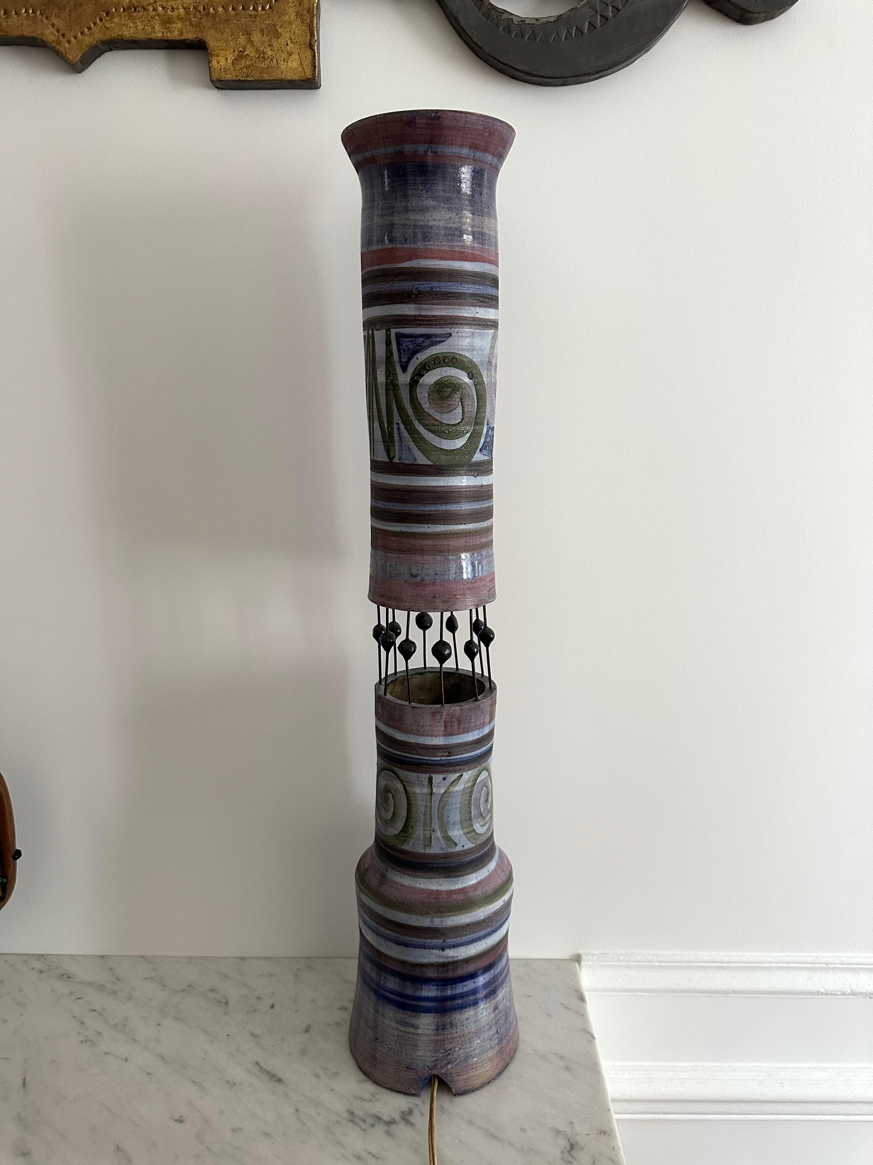 Ceramic Totem Lamp by Georges Pelletier for Accolay. France, 1960s For Sale 1