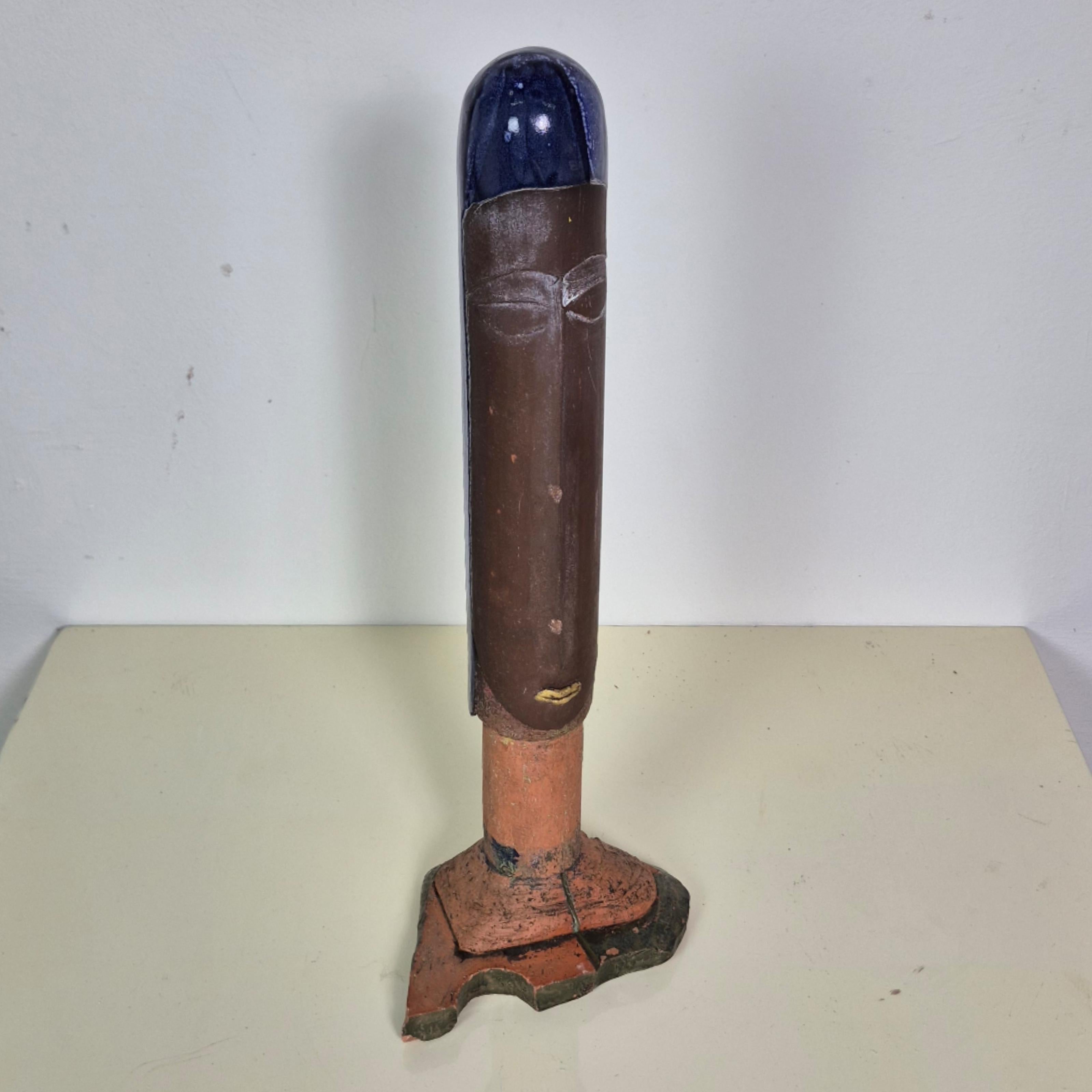 Post-Modern Ceramic totem statue by Dieter Eichelmann, Germany 1980s For Sale