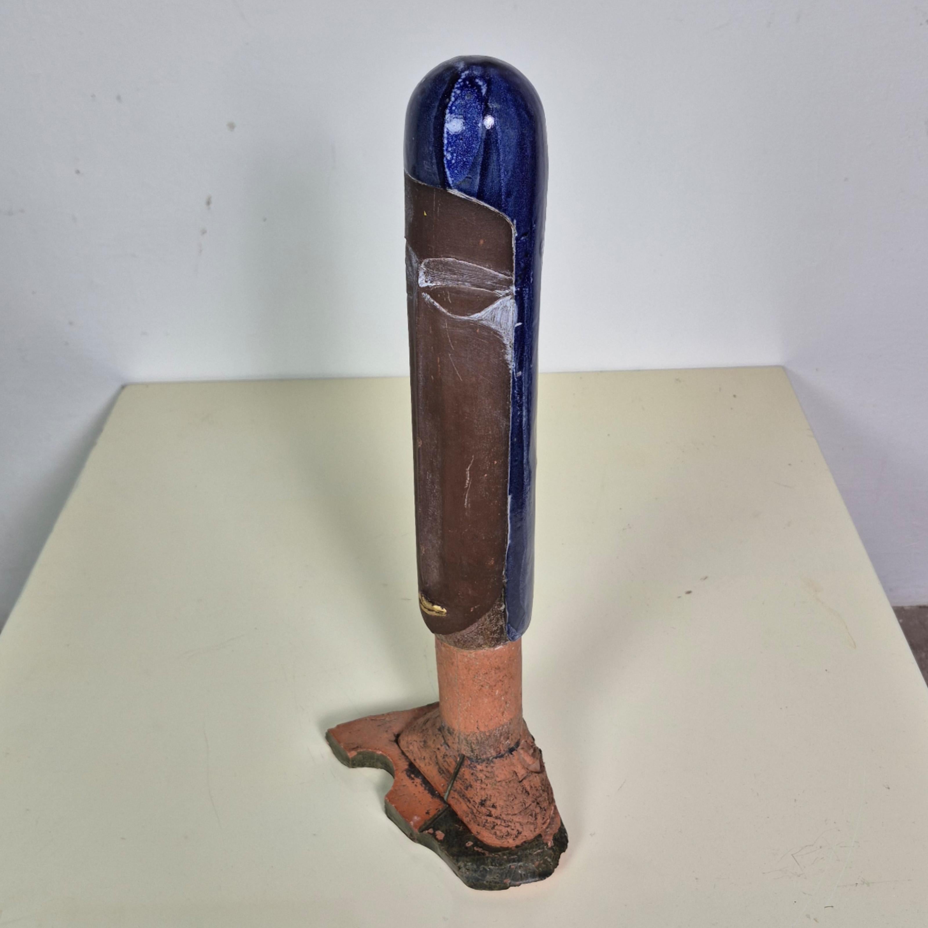 Ceramic totem statue by Dieter Eichelmann, Germany 1980s In Good Condition For Sale In ECHT, NL