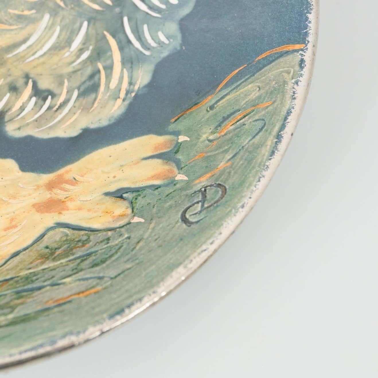 Ceramic Traditional Hand Painted Plate by Catalan Artist Diaz Costa, circa 1960 For Sale 5