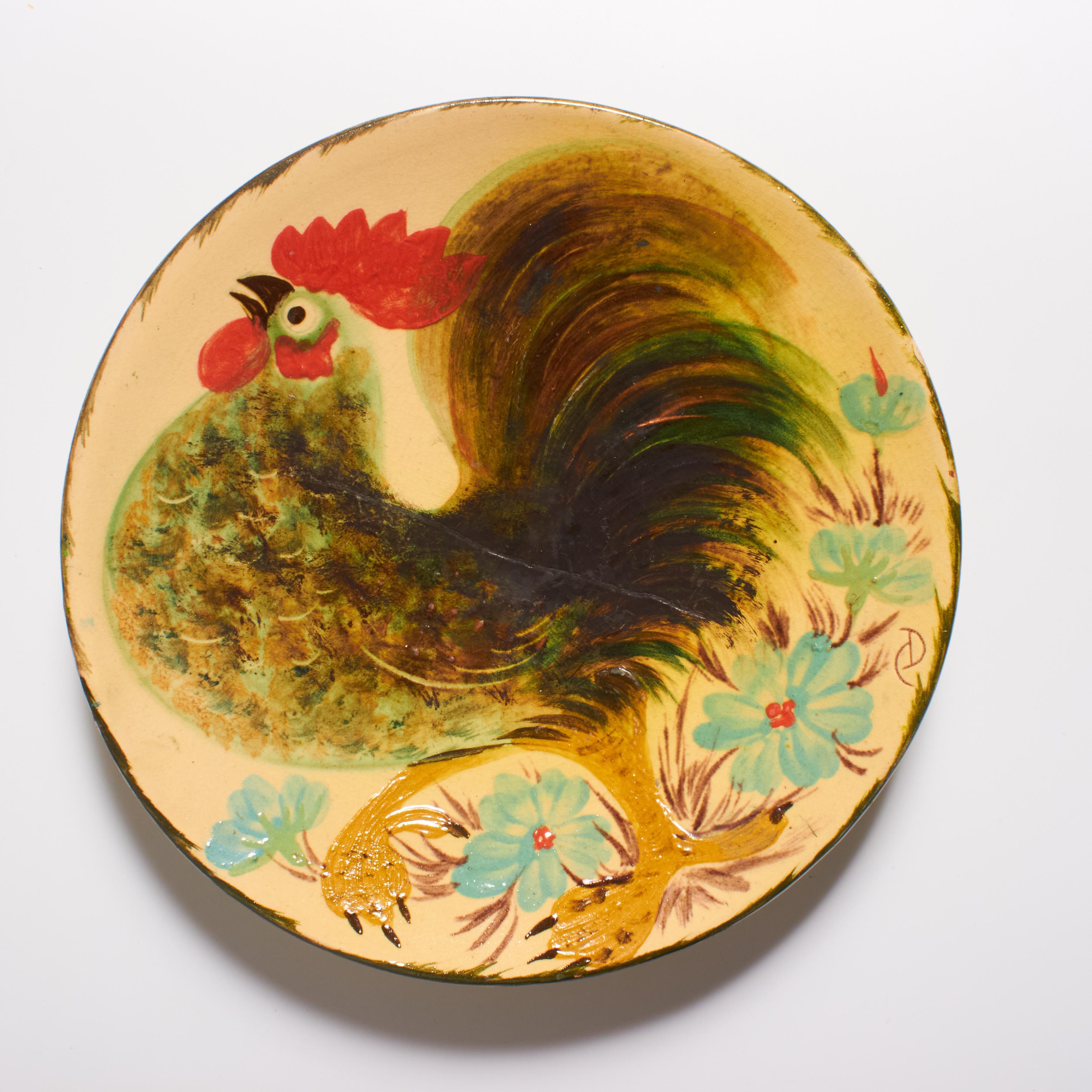 Immerse yourself in the artistic legacy of Catalan artist Diaz Costa with our vintage hand-painted ceramic plate artwork, circa 1960. This exquisite piece captures the essence of mid-century design, showcasing Diaz Costa's craftsmanship and unique
