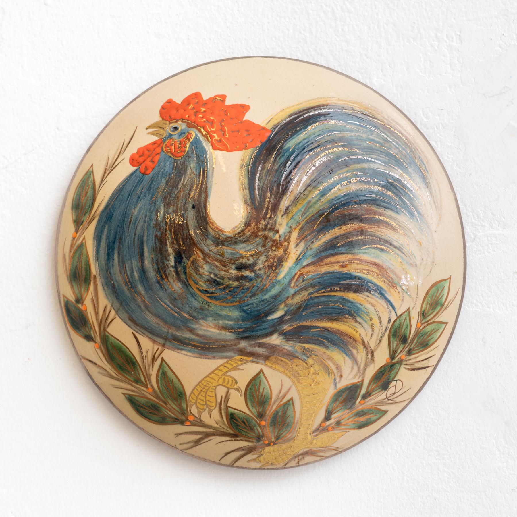 Ceramic hand painted plate artwork by Catalan artist Diaz Costa, circa 1960.

In original condition, with minor wear consistent of age and use, preserving a beautiful patina.