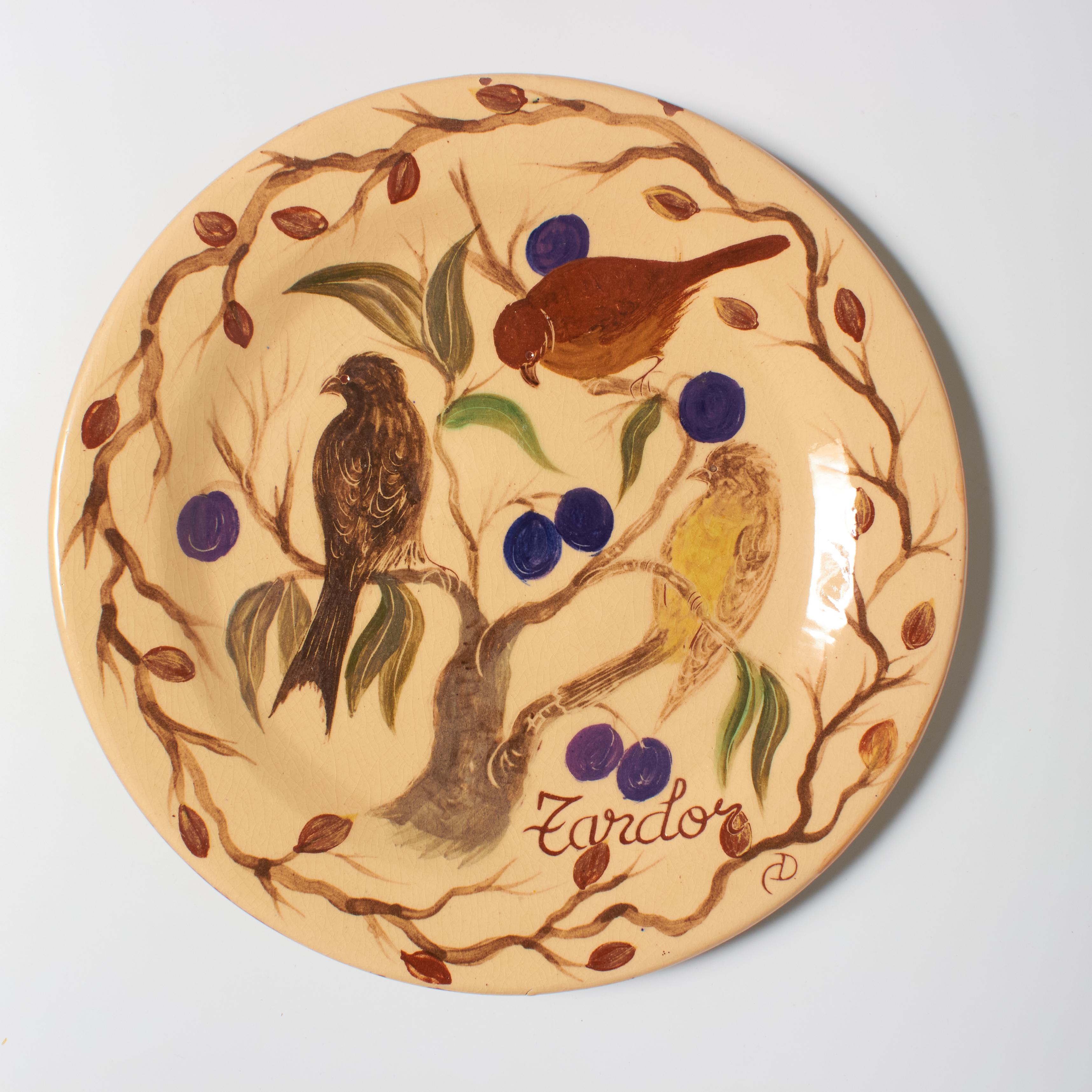 Immerse yourself in the artistic legacy of Catalan artist Diaz Costa with our vintage hand-painted ceramic plate artwork, circa 1960. This exquisite piece captures the essence of mid-century design, showcasing Diaz Costa's craftsmanship and unique