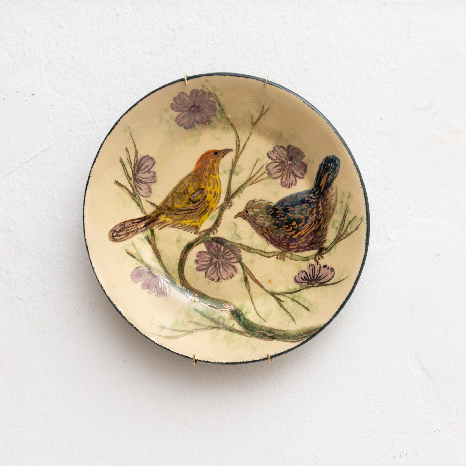 Mid-Century moderno Piatto tradizionale in ceramica dipinto a mano dall'artista catalano Diaz COSTA, circa 1960 in vendita