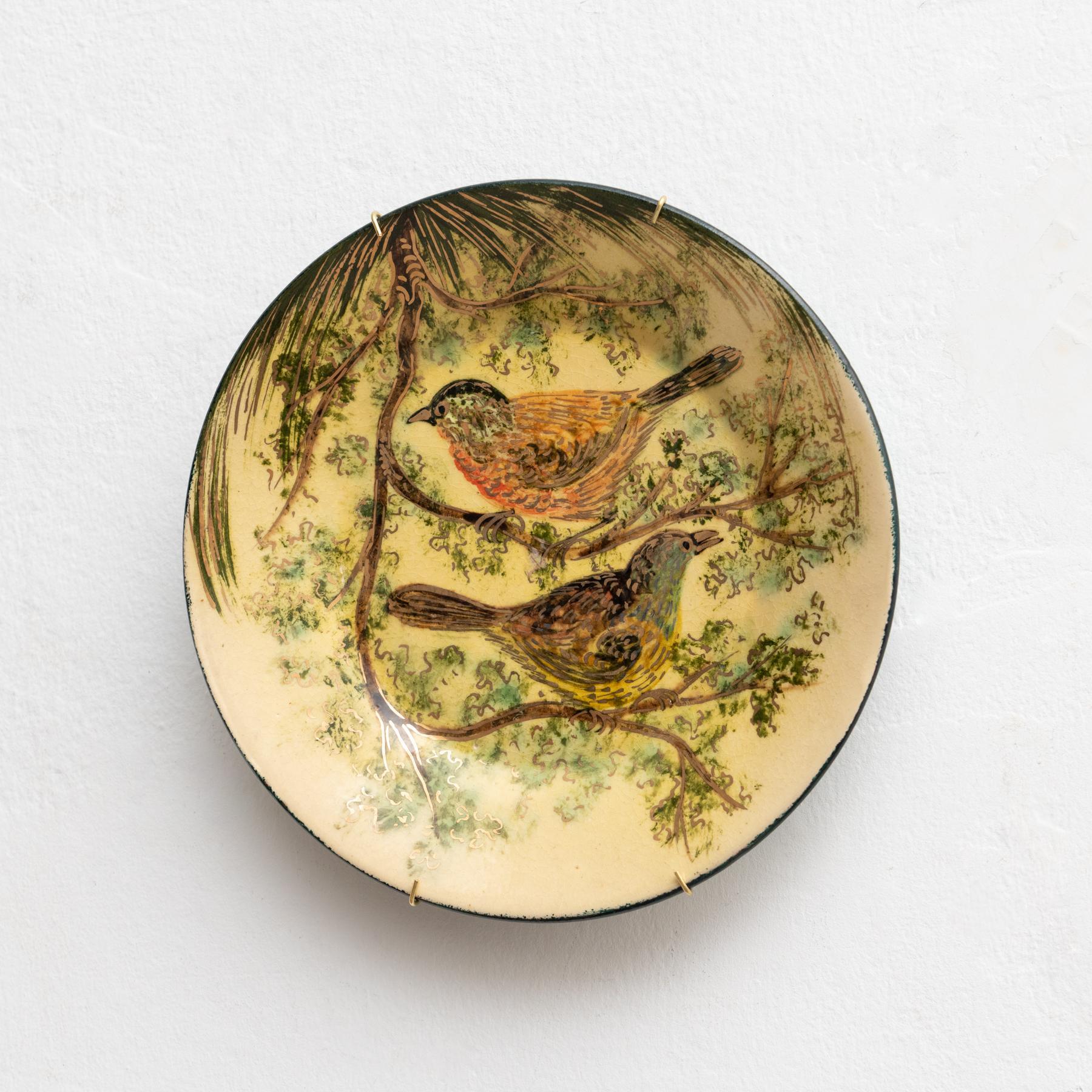 Mid-Century Modern Ceramic Traditional Hand Painted Plate by Catalan Artist Diaz Costa, circa 1960 For Sale