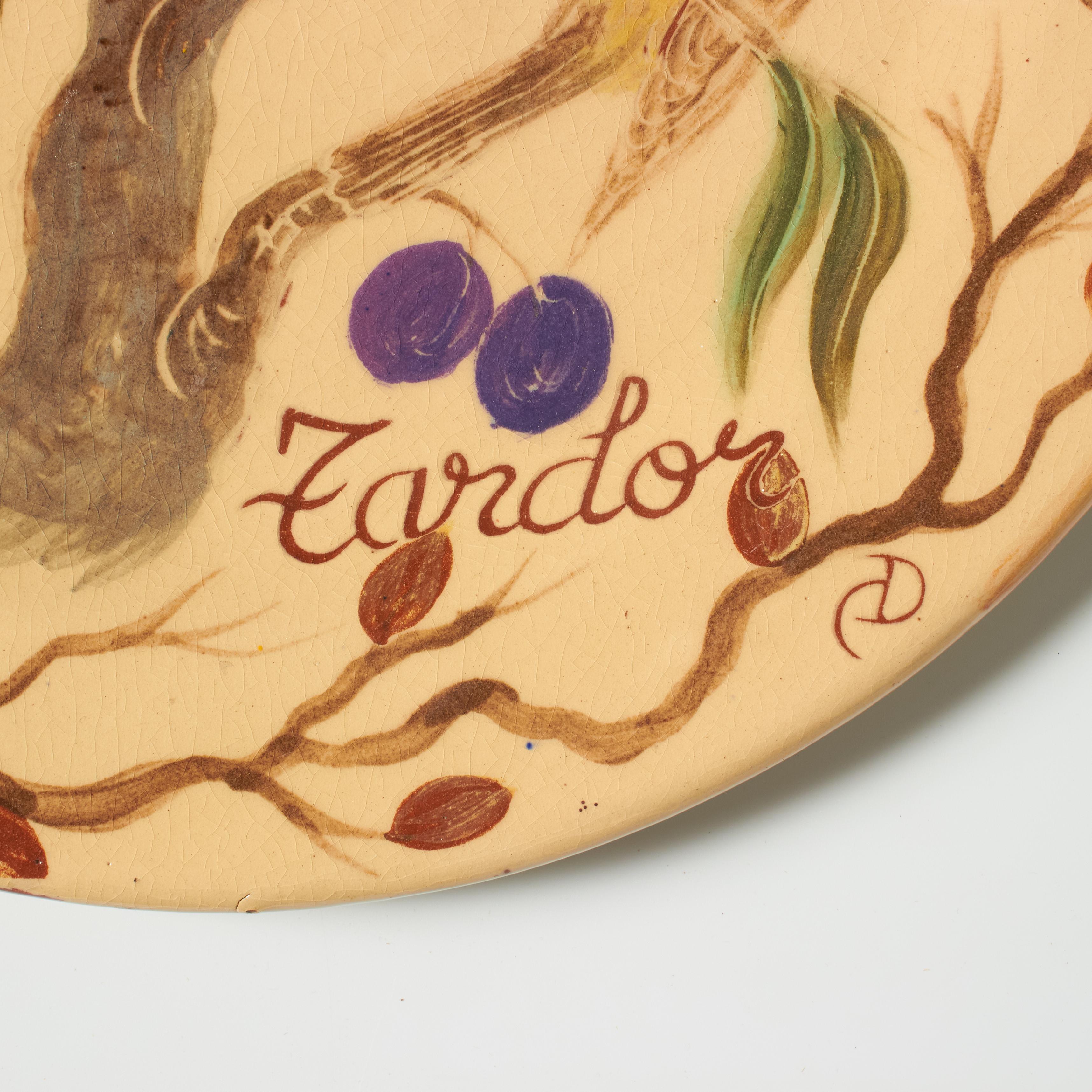 Espagnol Assiette traditionnelle en céramique peinte à la main par l'artiste catalan Diaz Costa, datant d'environ 1960 en vente