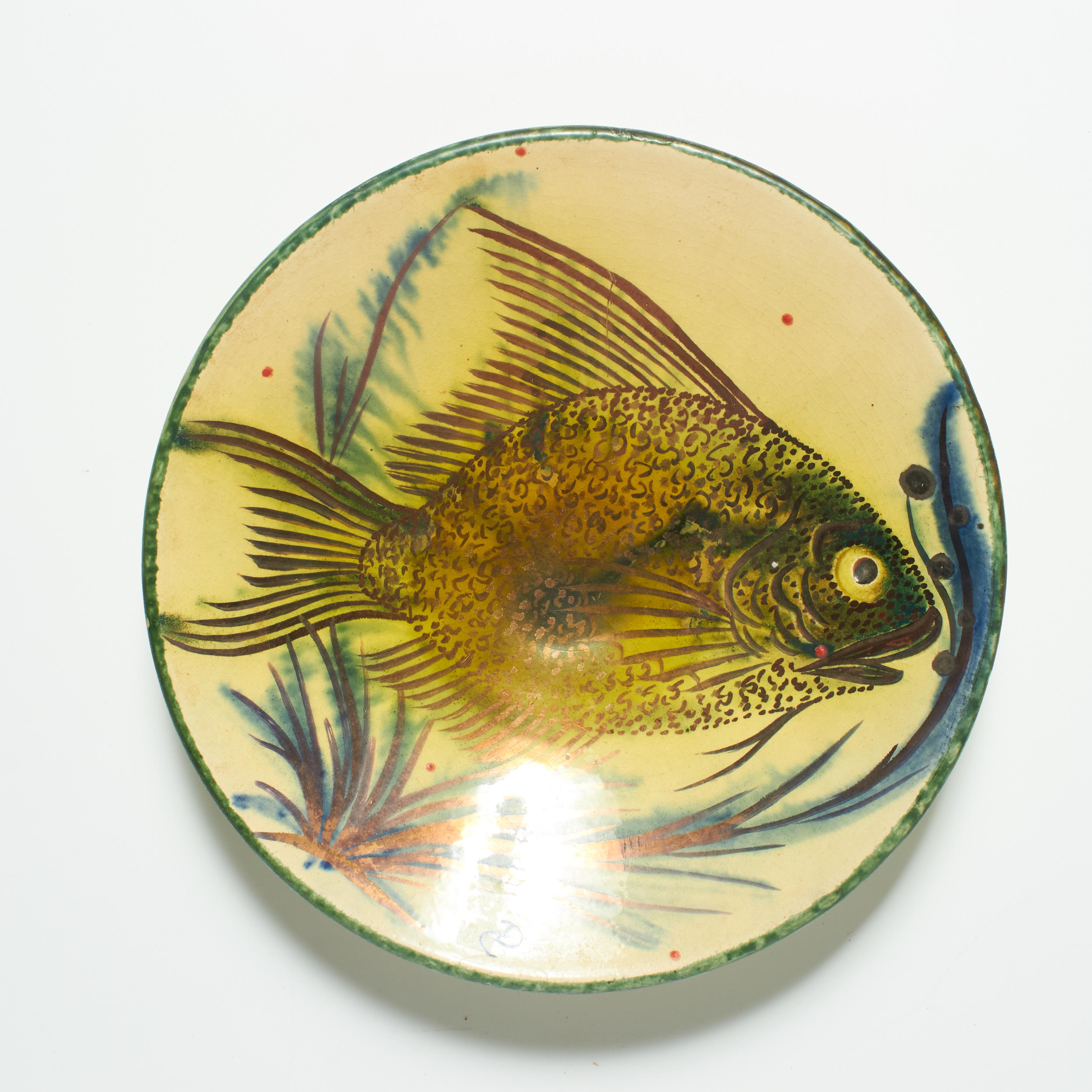 Mid-Century Modern Ceramic Traditional Hand Painted Plate by Catalan Artist Diaz Costa, circa 1960