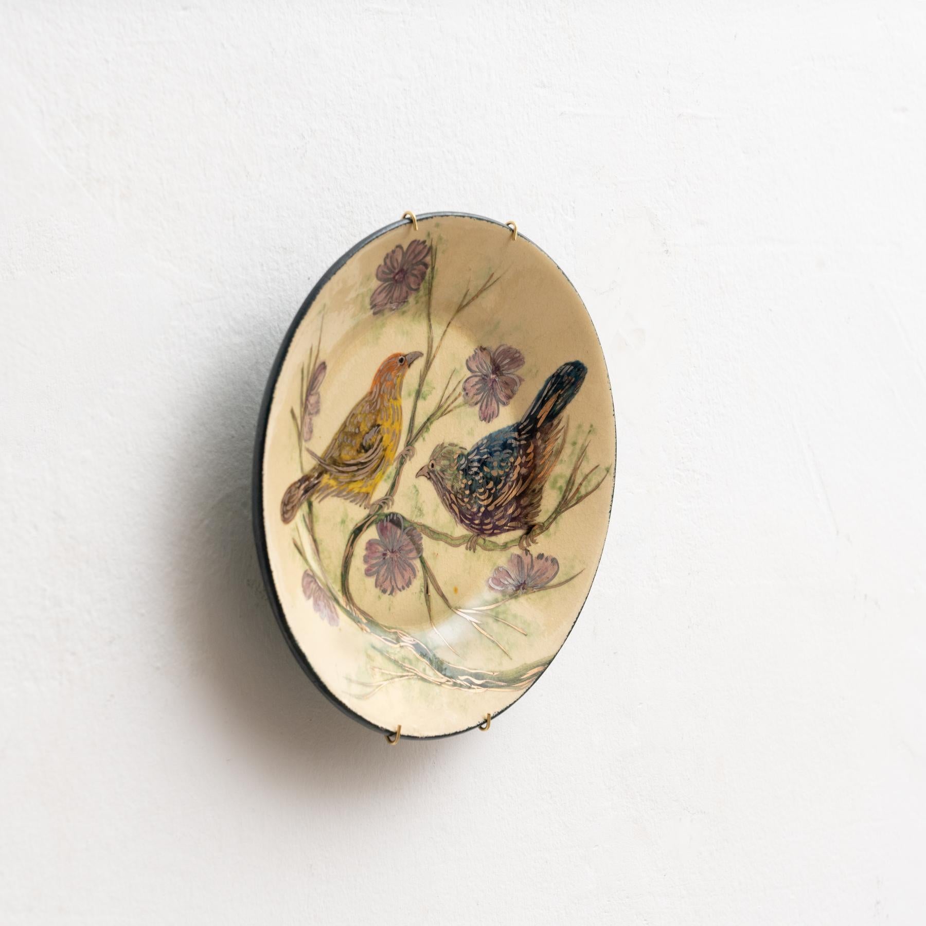 Spagnolo Piatto tradizionale in ceramica dipinto a mano dall'artista catalano Diaz COSTA, circa 1960 in vendita