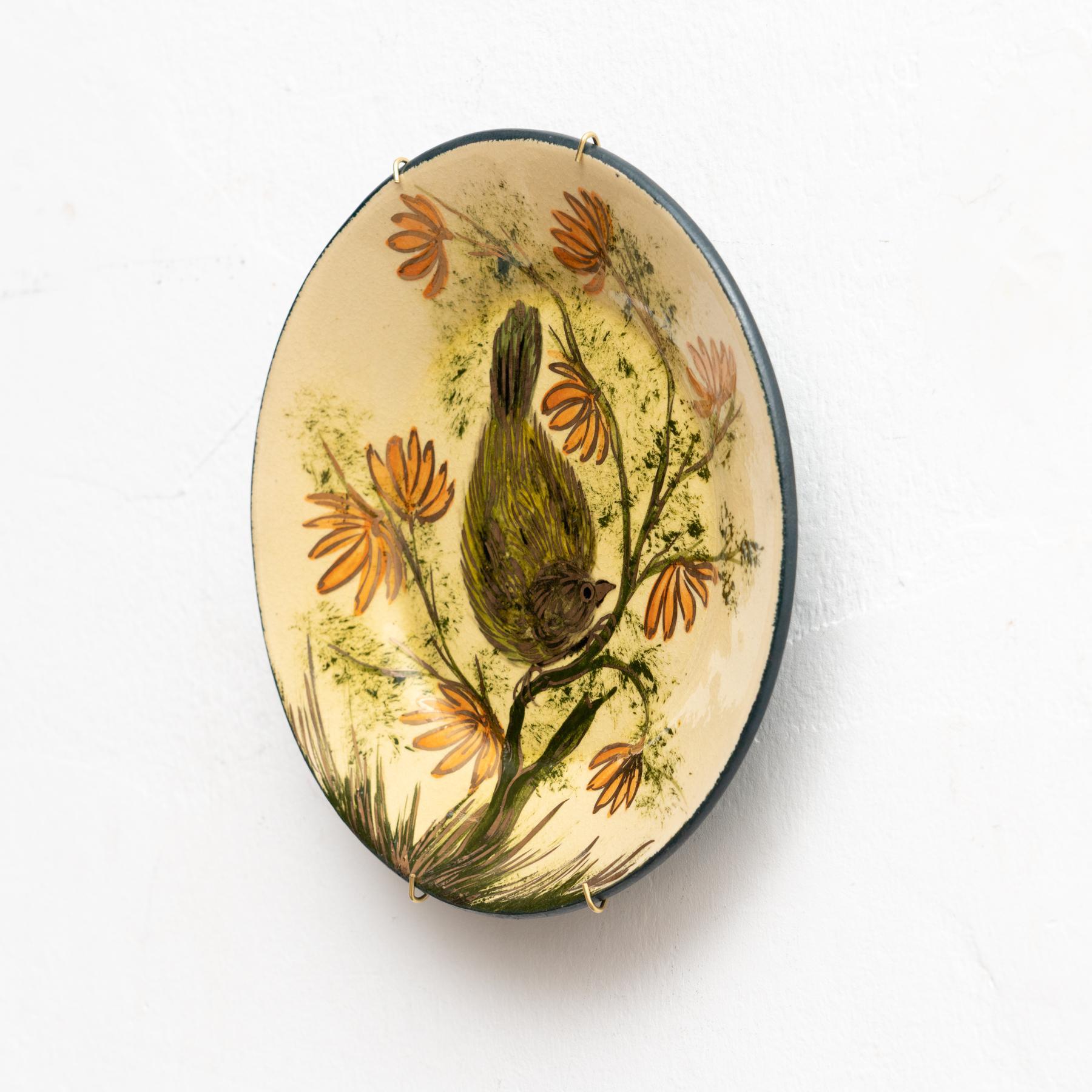 Spagnolo Piatto tradizionale in ceramica dipinto a mano dall'artista catalano Diaz COSTA, circa 1960 in vendita