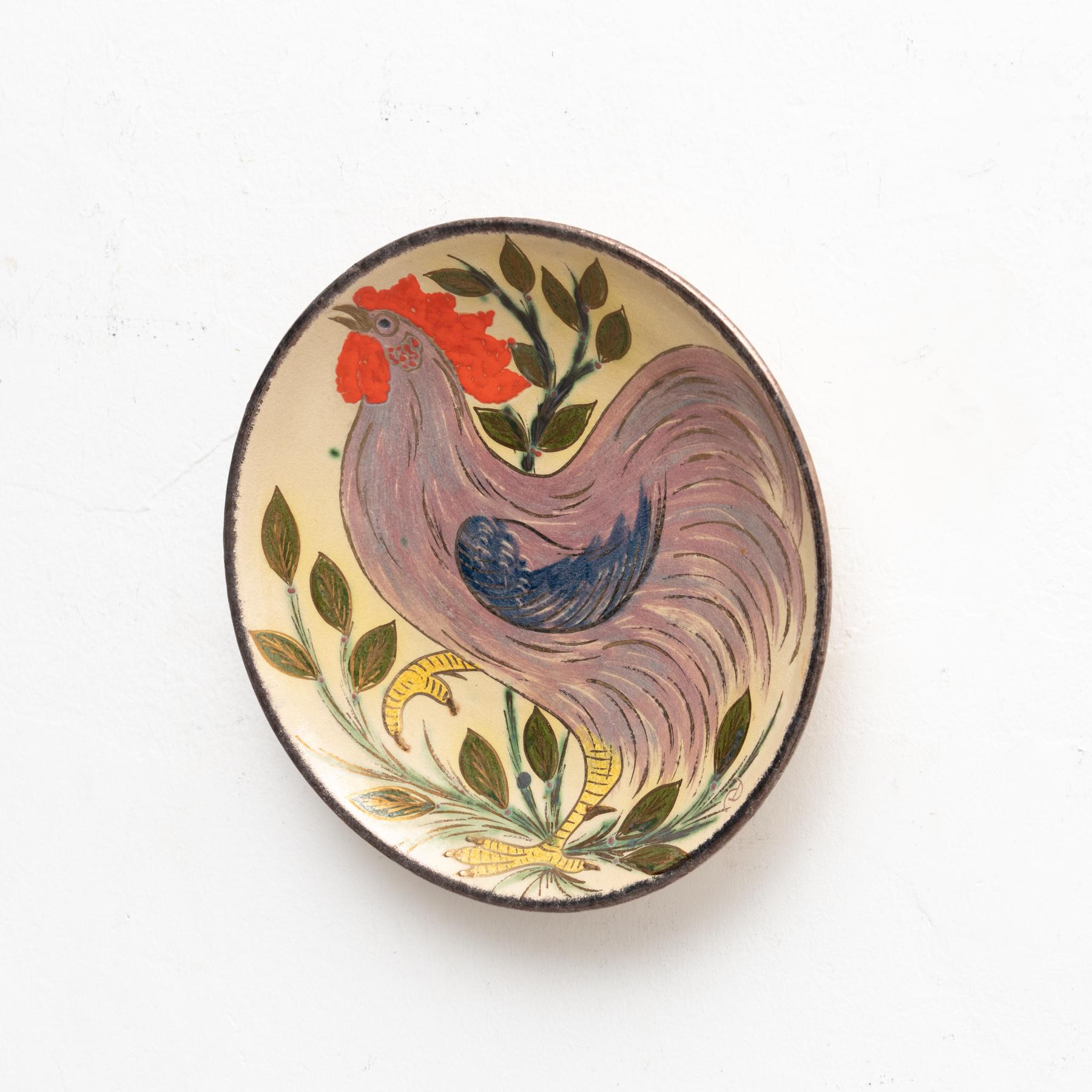 Spanish Ceramic Traditional Hand Painted Plate by Catalan Artist Diaz Costa, circa 1960 For Sale