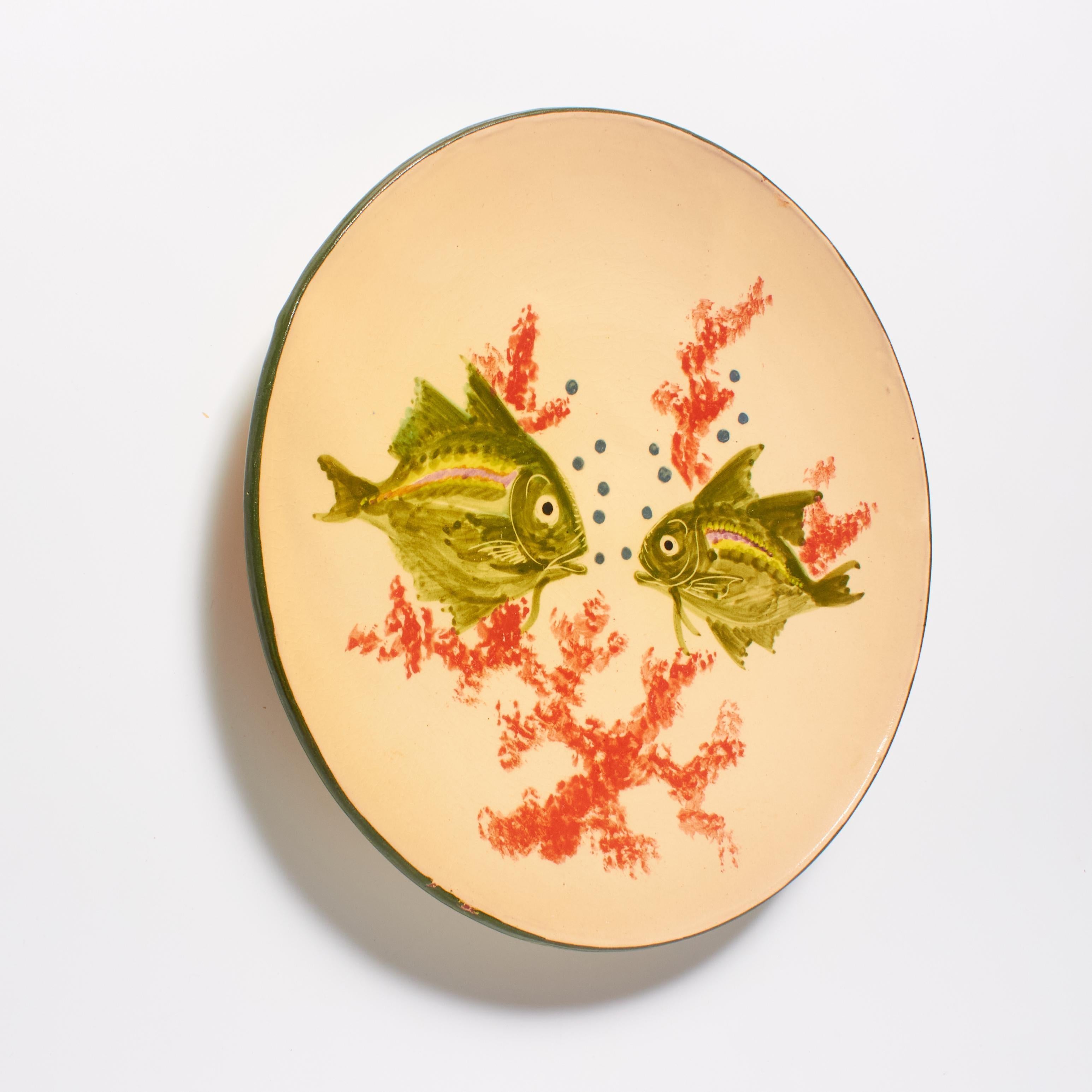 Spanish Ceramic Traditional Hand Painted Plate by Catalan Artist Diaz Costa, circa 1960 For Sale