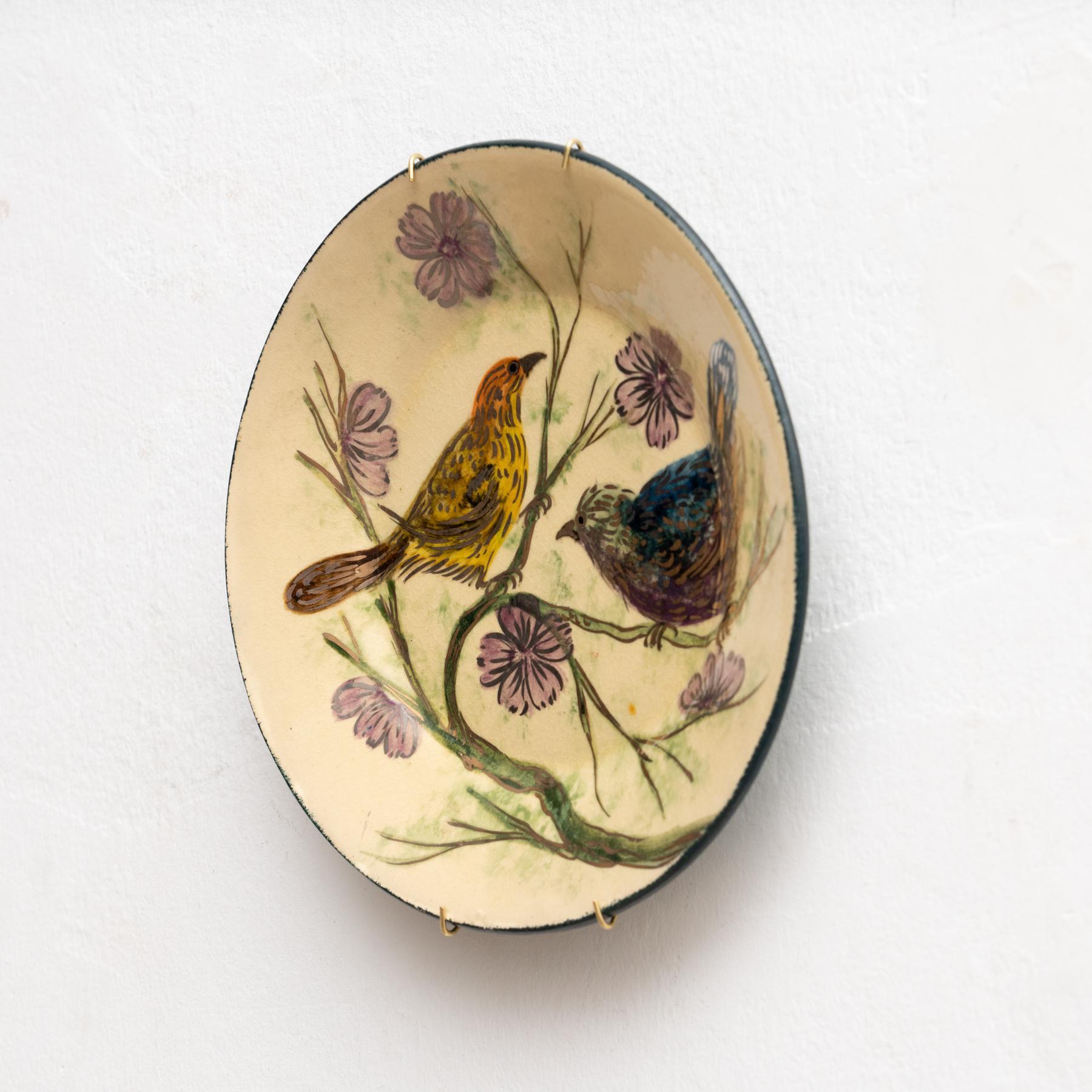 Piatto tradizionale in ceramica dipinto a mano dall'artista catalano Diaz COSTA, circa 1960 In condizioni buone in vendita a Barcelona, ES