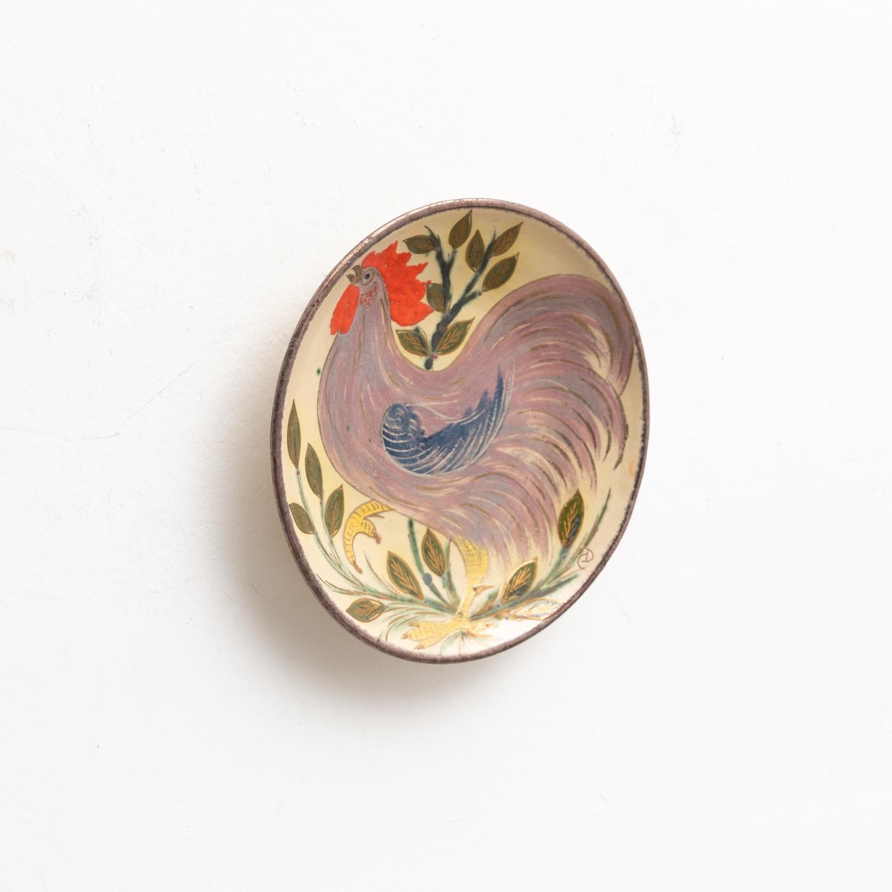 Ceramic Traditional Hand Painted Plate by Catalan Artist Diaz Costa, circa 1960 In Good Condition For Sale In Barcelona, ES