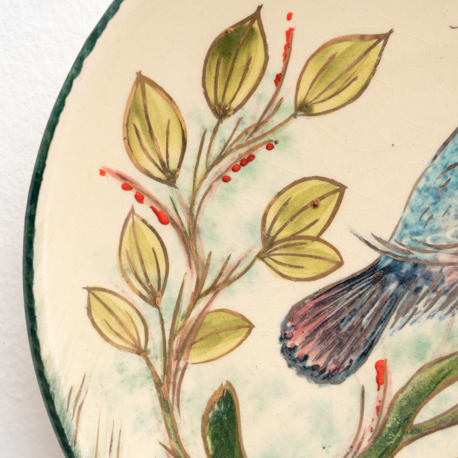Mid-Century Modern Ceramic Traditional Hand Painted Plate by Catalan Artist Diaz Costa, circa 1960