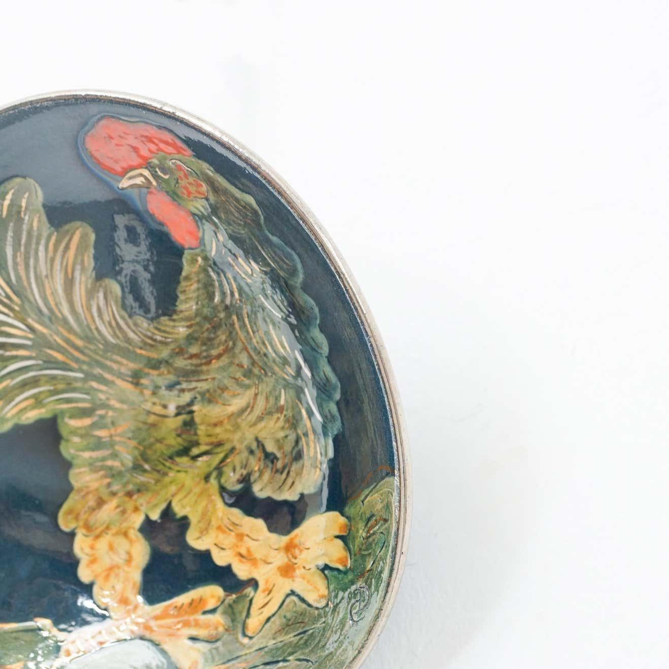 Mid-20th Century Ceramic Traditional Hand Painted Plate by Catalan Artist Diaz Costa, circa 1960 For Sale
