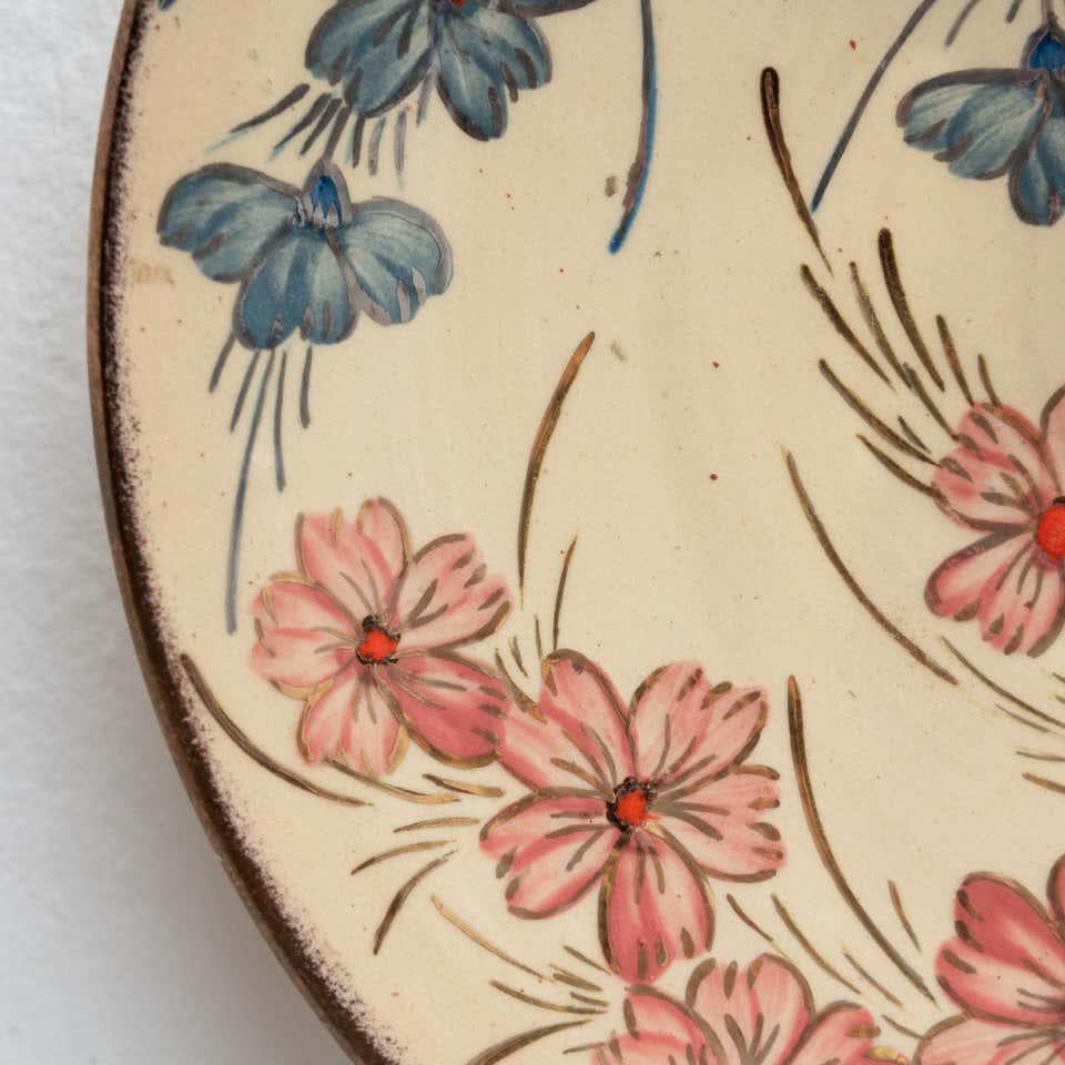 Mid-20th Century Ceramic Traditional Hand Painted Plate by Catalan Artist Diaz COSTA, circa 1960 For Sale