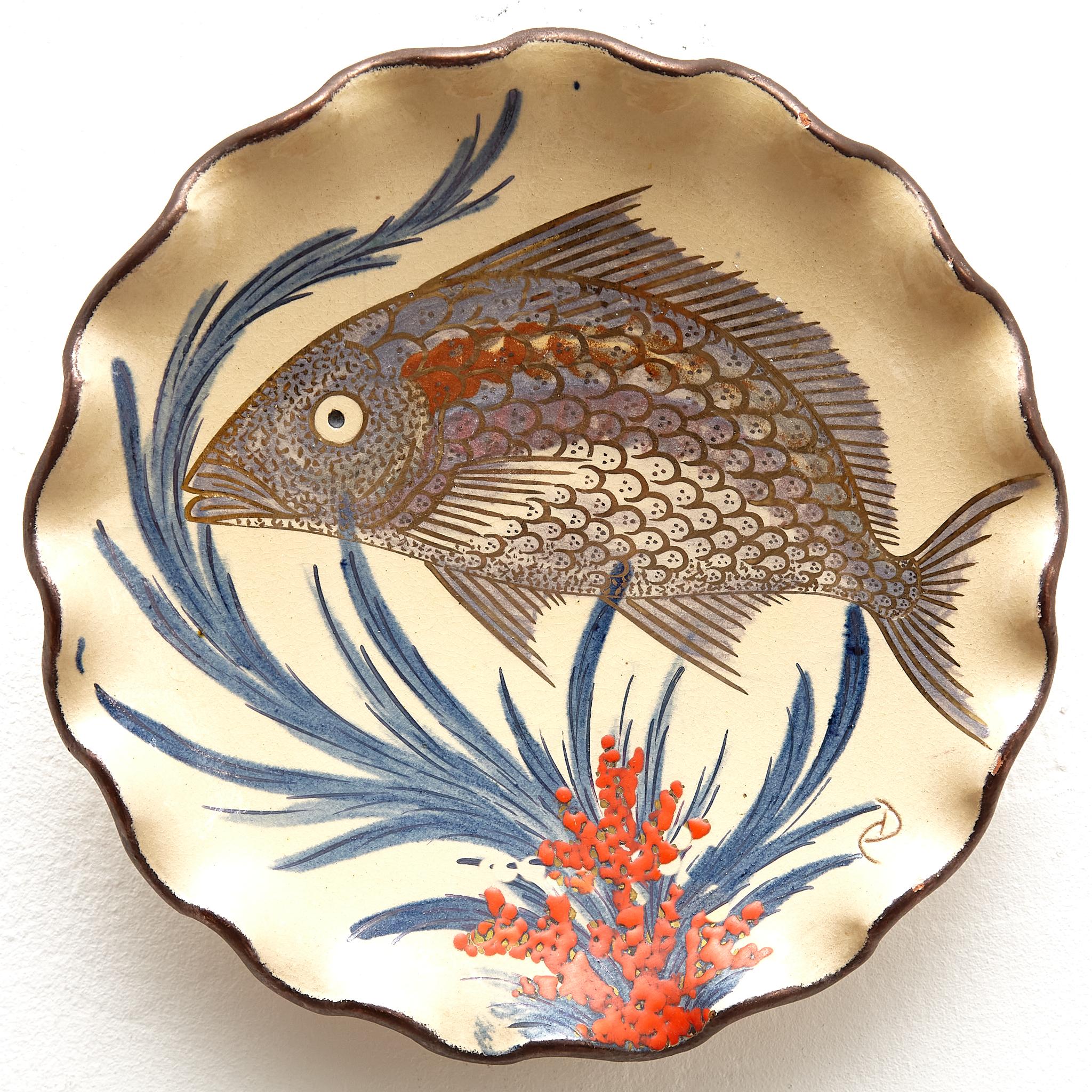 Mid-20th Century Ceramic Traditional Hand Painted Plate by Catalan Artist Diaz COSTA, circa 1960