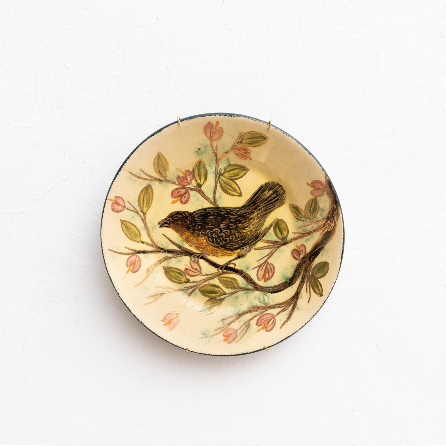 Céramique Assiette traditionnelle en céramique peinte à la main par l'artiste catalan Diaz COSTA, datant d'environ 1960 en vente