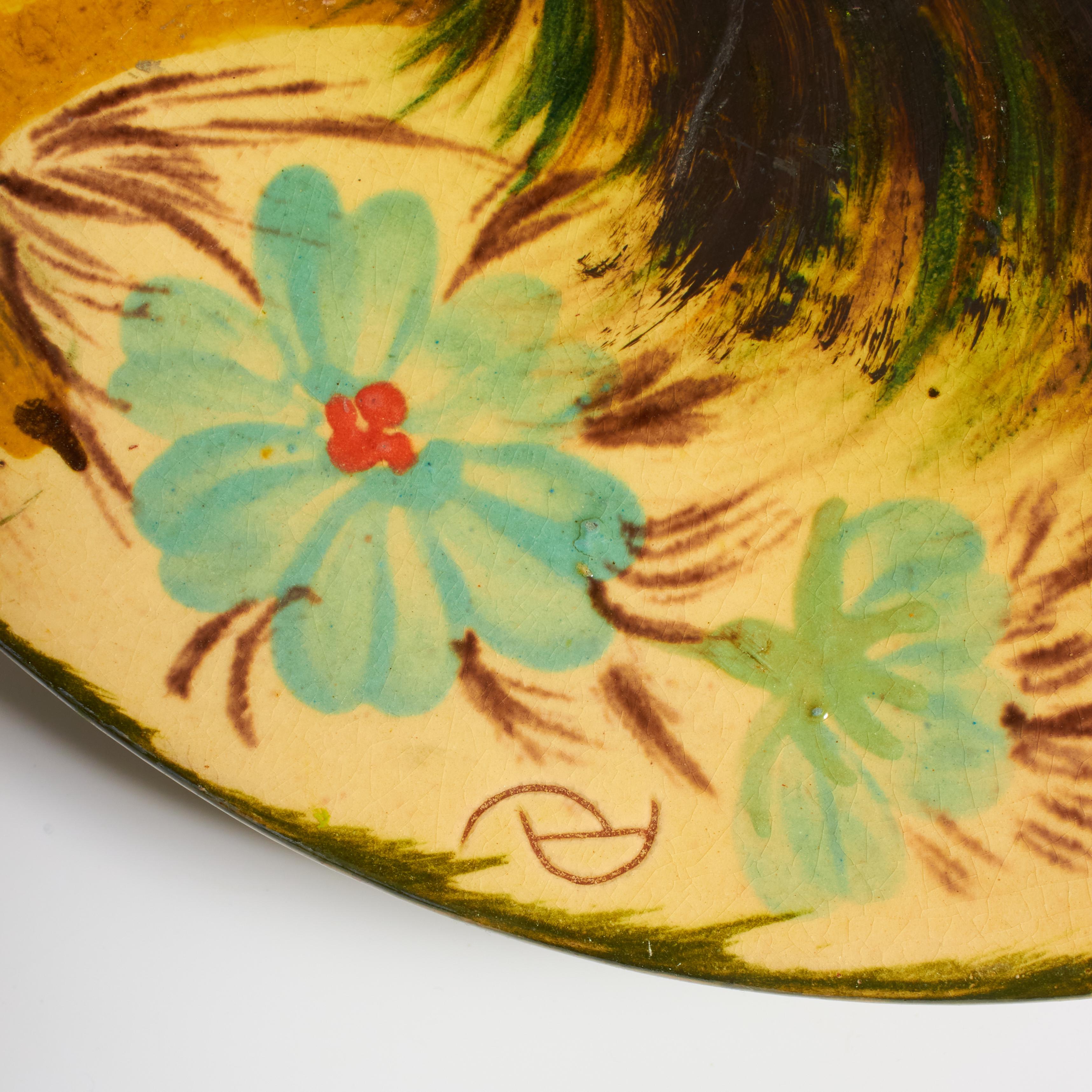 Milieu du XXe siècle Assiette traditionnelle en céramique peinte à la main par l'artiste catalan Diaz Costa, datant d'environ 1960 en vente