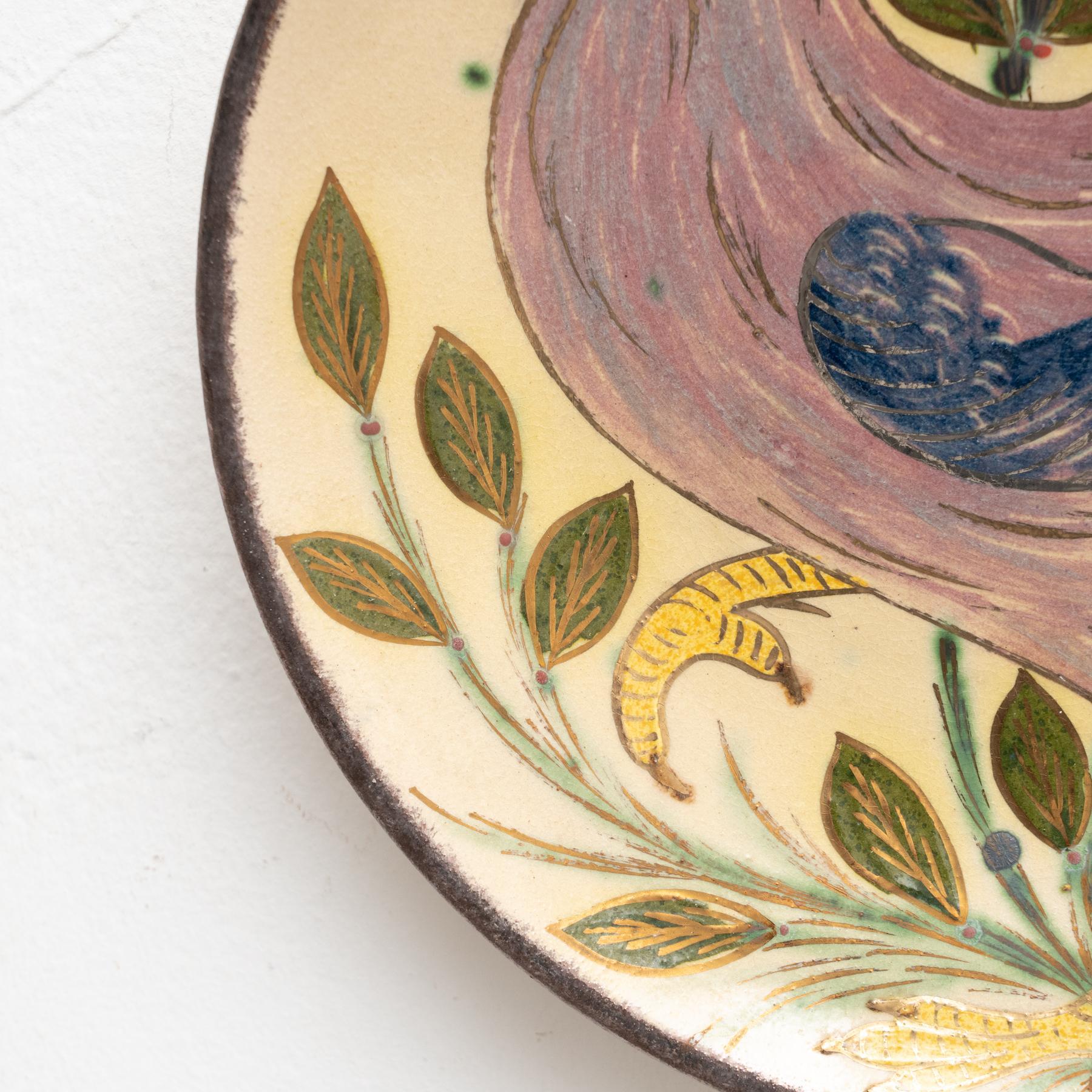 Ceramic Traditional Hand Painted Plate by Catalan Artist Diaz Costa, circa 1960 For Sale 3