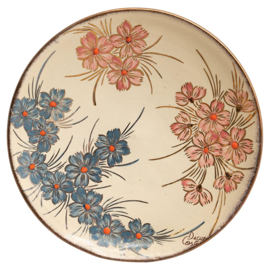 Ceramic Traditional Hand Painted Plate by Catalan Artist Diaz COSTA, circa 1960 For Sale