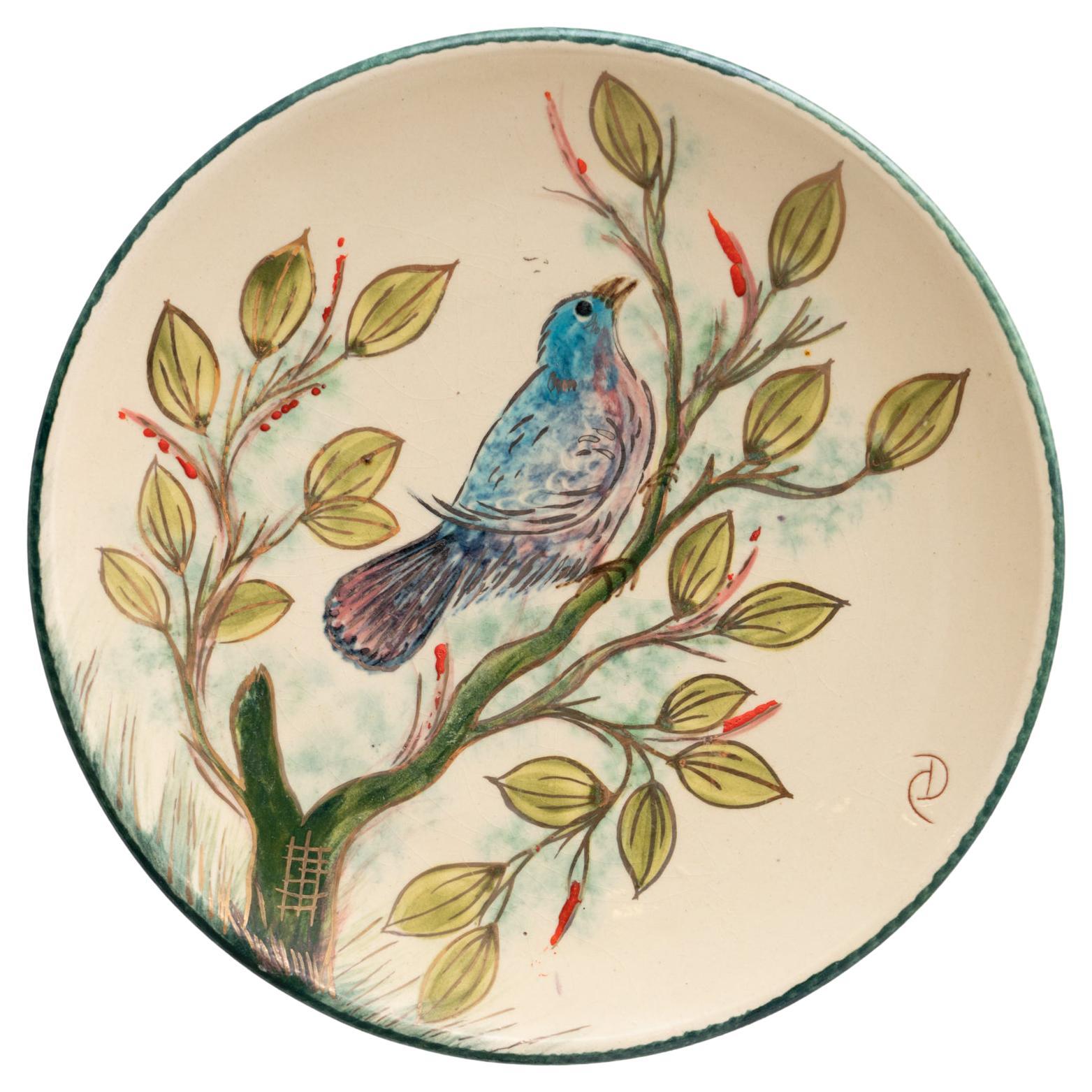 Ceramic Traditional Hand Painted Plate by Catalan Artist Diaz Costa, circa 1960