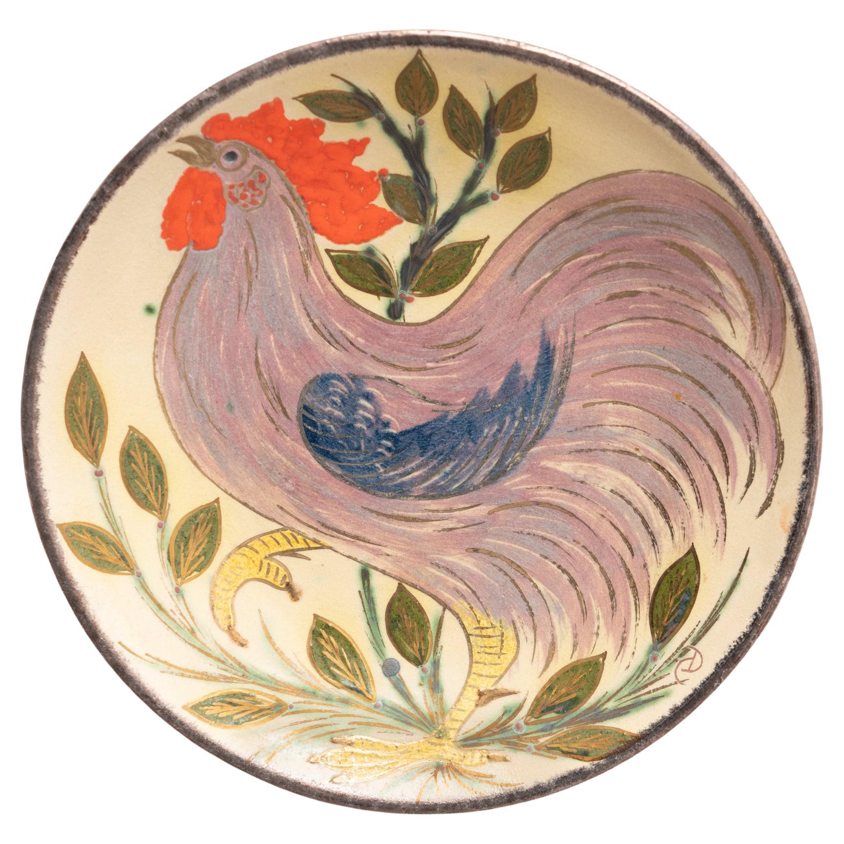 Ceramic Traditional Hand Painted Plate by Catalan Artist Diaz Costa, circa 1960 For Sale