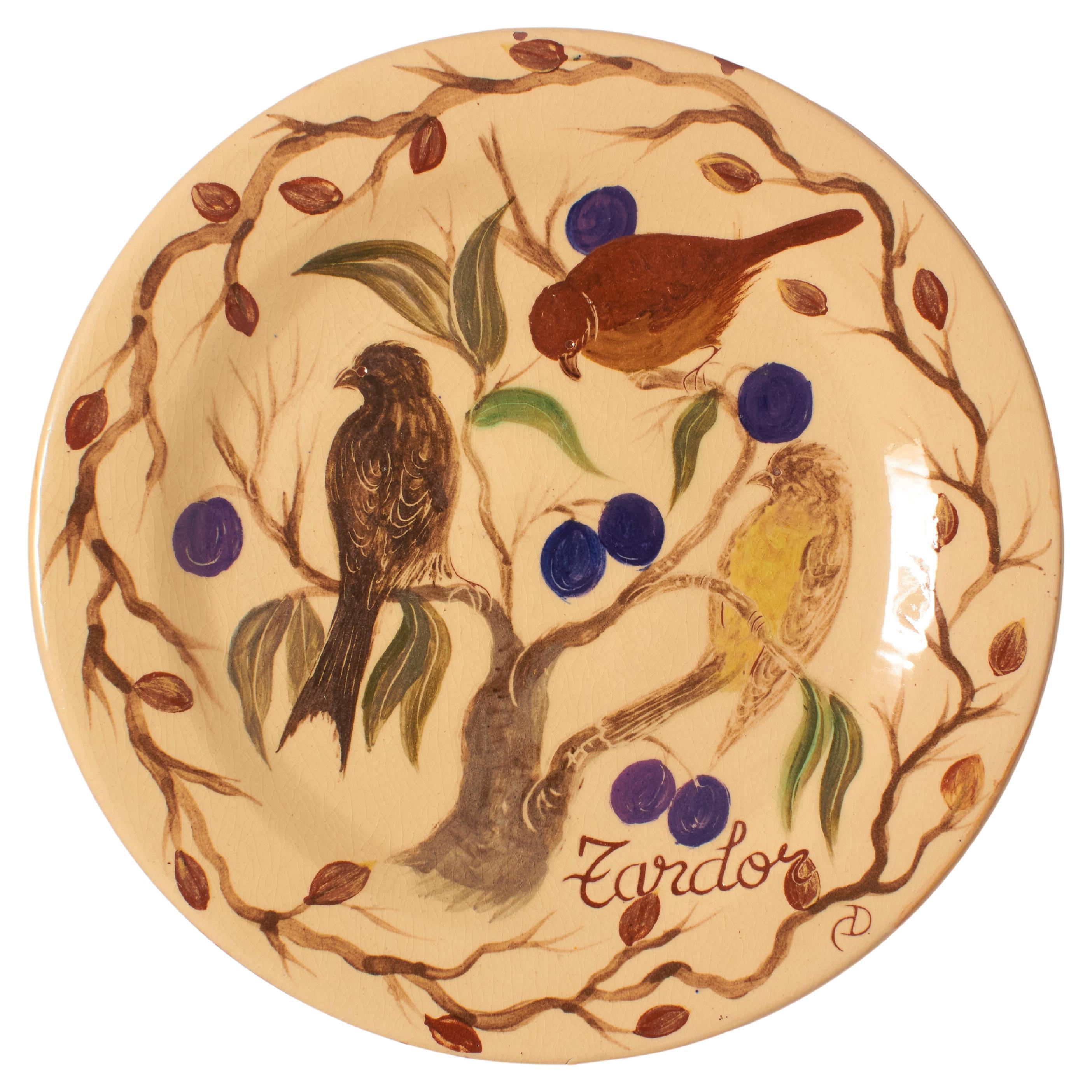 Assiette traditionnelle en céramique peinte à la main par l'artiste catalan Diaz Costa, datant d'environ 1960 en vente
