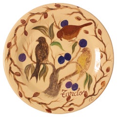 Assiette traditionnelle en céramique peinte à la main par l'artiste catalan Diaz Costa, datant d'environ 1960