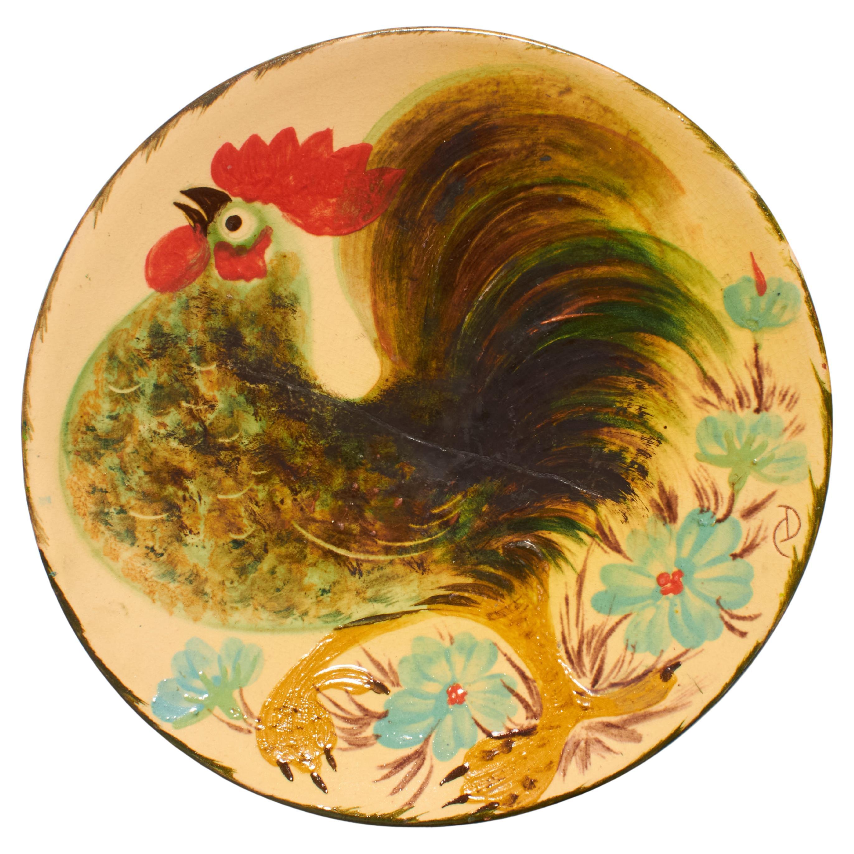 Ceramic Traditional Hand Painted Plate by Catalan Artist Diaz Costa, circa 1960