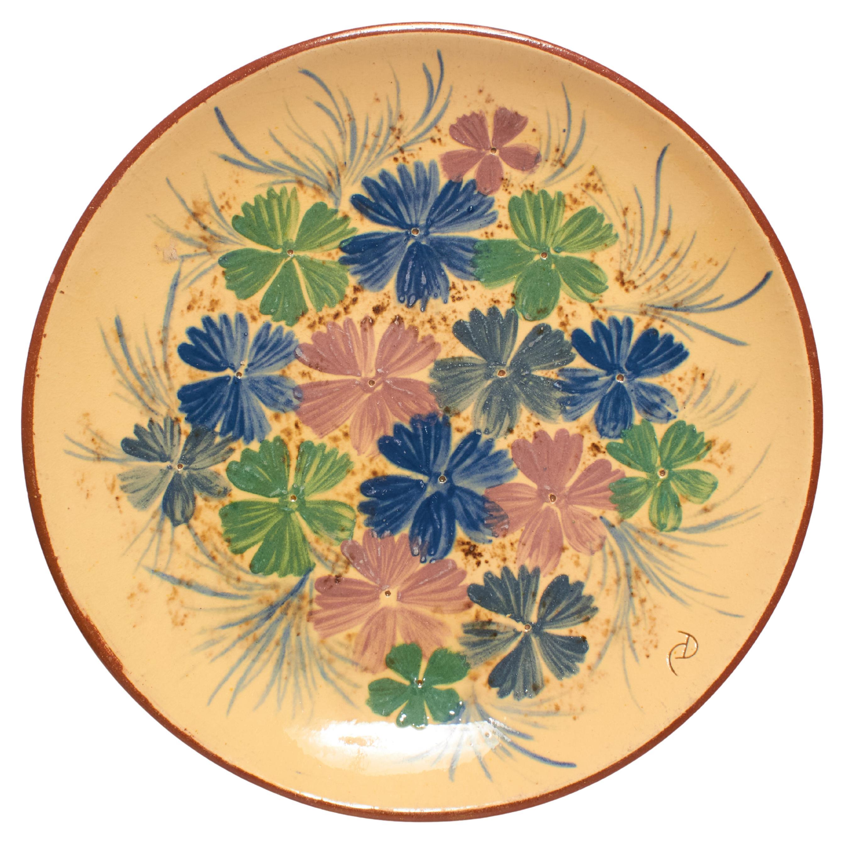 Ceramic Traditional Hand Painted Plate by Catalan Artist Diaz Costa, circa 1960