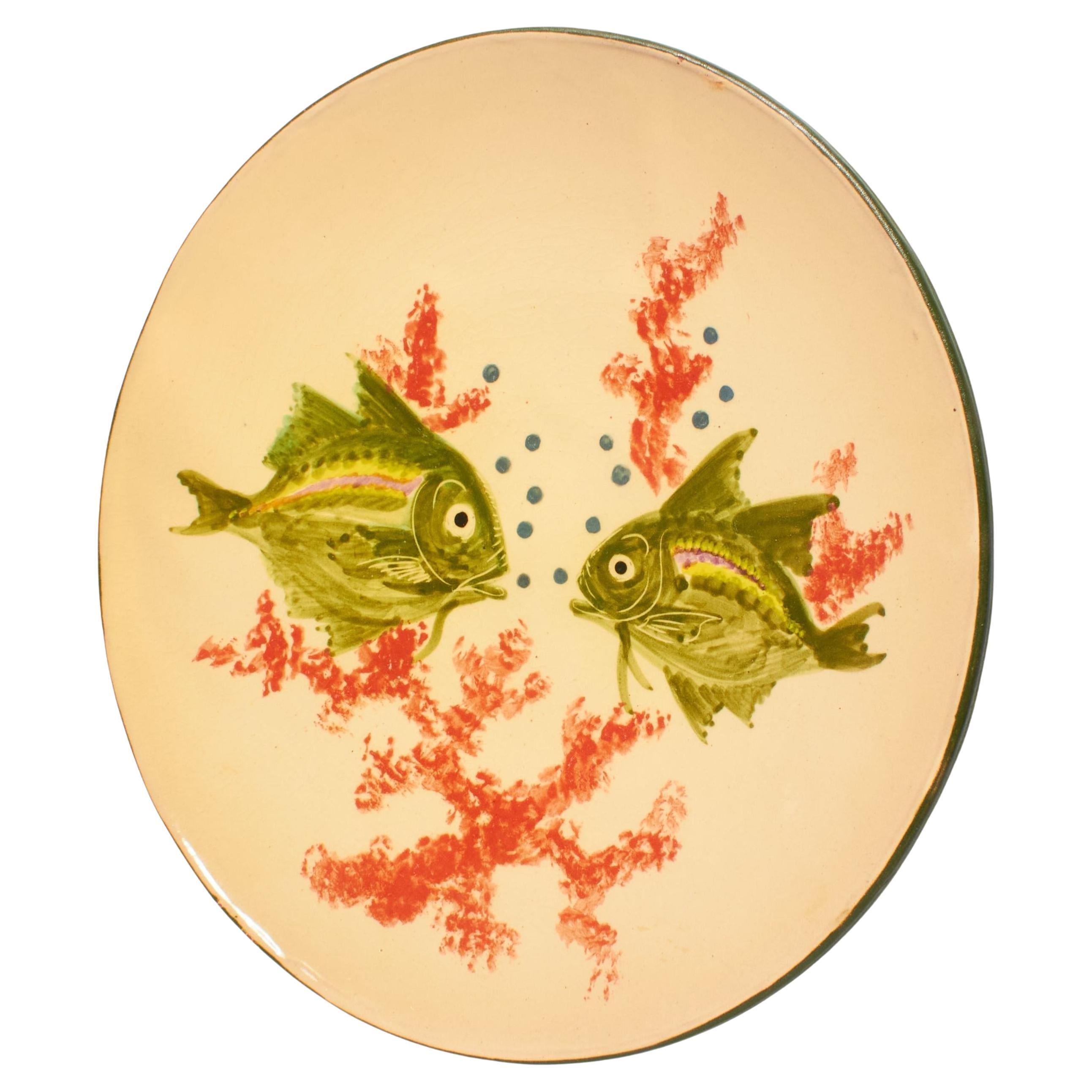 Ceramic Traditional Hand Painted Plate by Catalan Artist Diaz Costa, circa 1960 For Sale