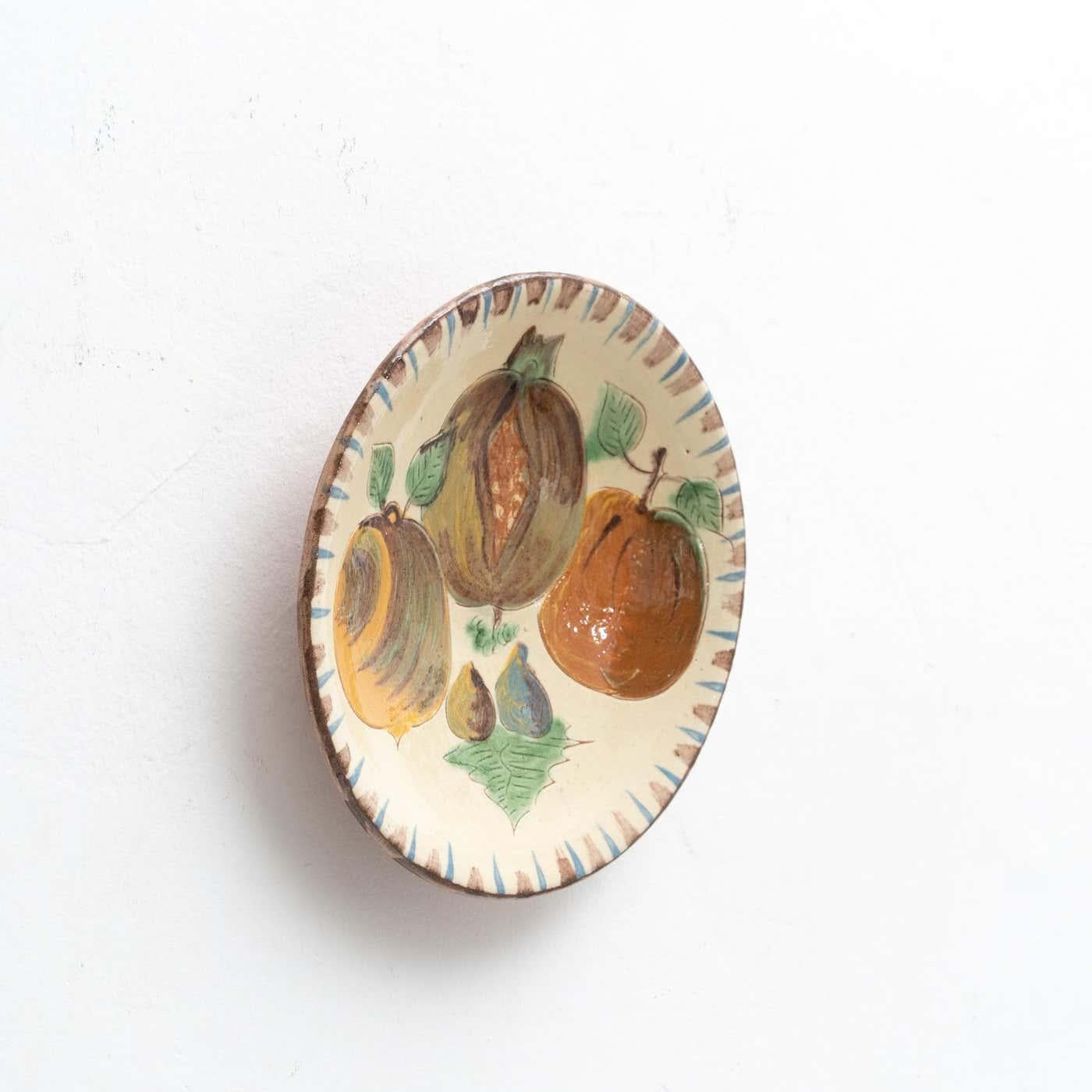 Spanish Ceramic Traditional Hand Painted Plate by Catalan Artist Puigdemont, circa 1960 For Sale