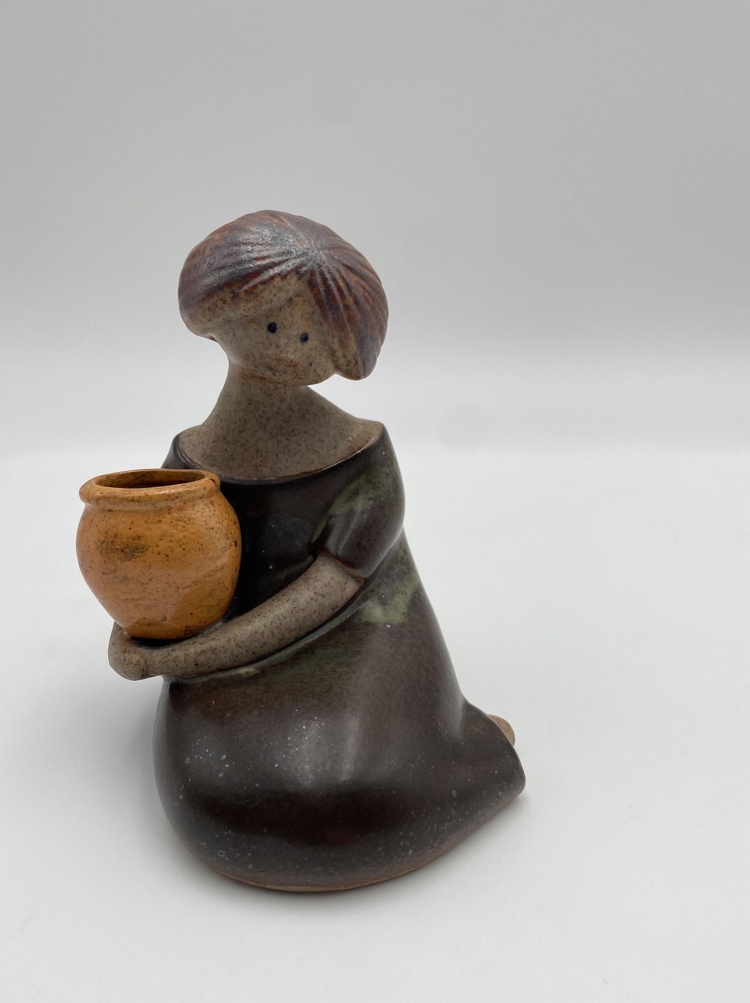 Ceramic Traditional Japanese Woman w/ Basket,  Japan, 1970's  For Sale 5