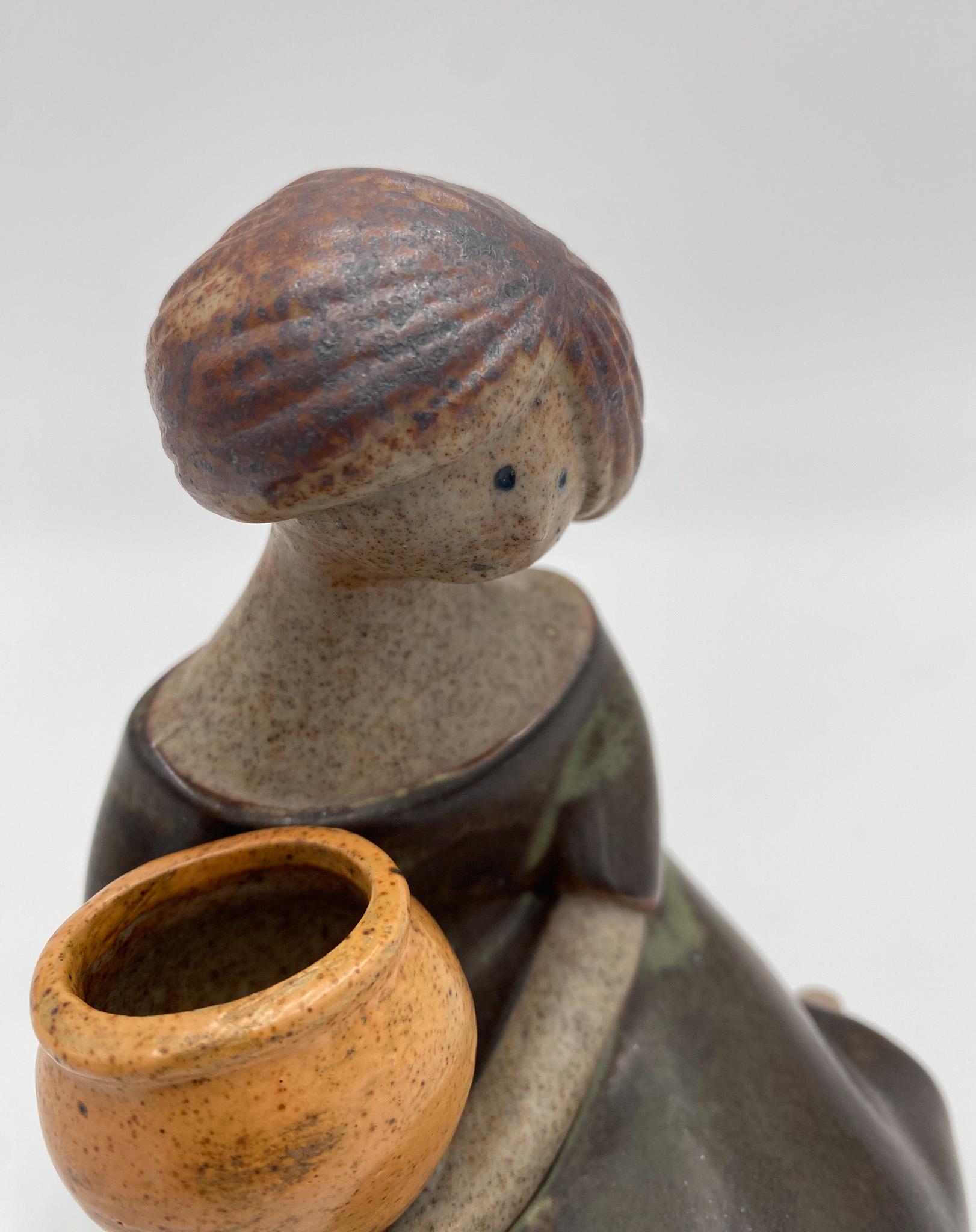 Ceramic Traditional Japanese Woman w/ Basket,  Japan, 1970's  For Sale 3