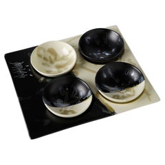Ceramic Tray with 4 Bowls Ø 12, Handmade in Italy 2021, Choose Your Pattern