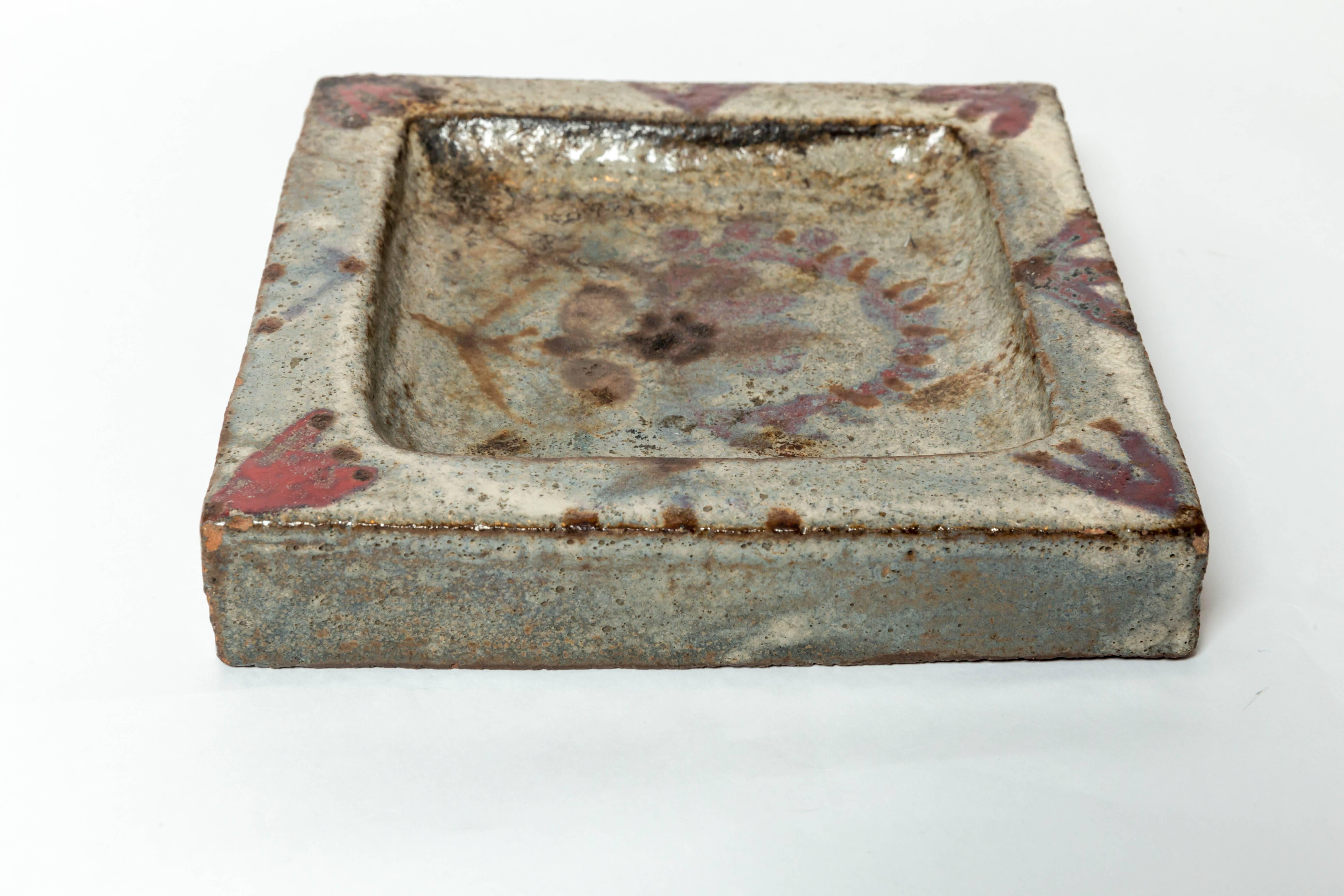 20th Century Ceramic Tray with Hand-Painted Floral Motif by Gustave Reynaud