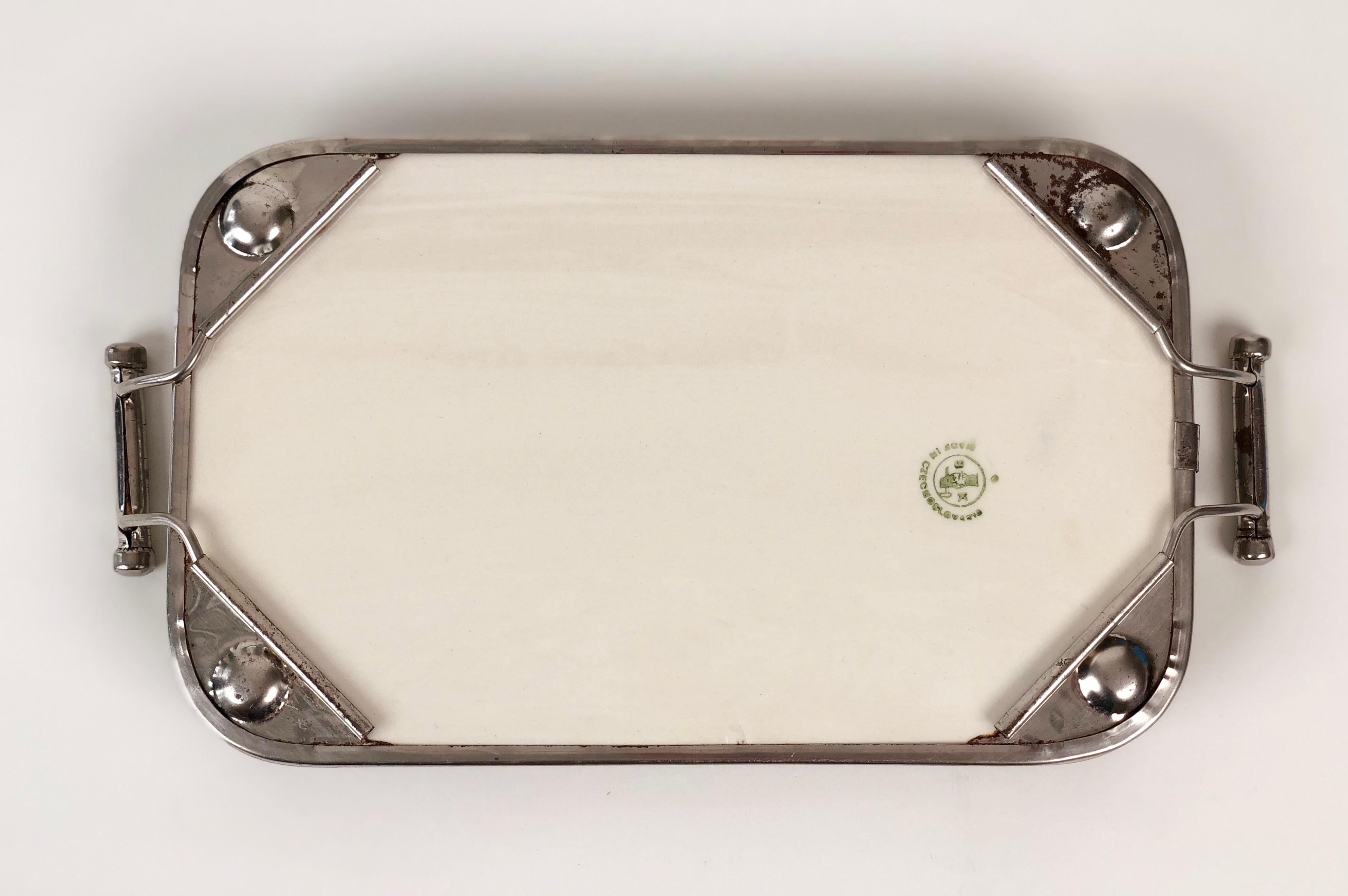 Ceramic Tray with Metal Montage and Egyptian Motiv from the 1920s For Sale 1